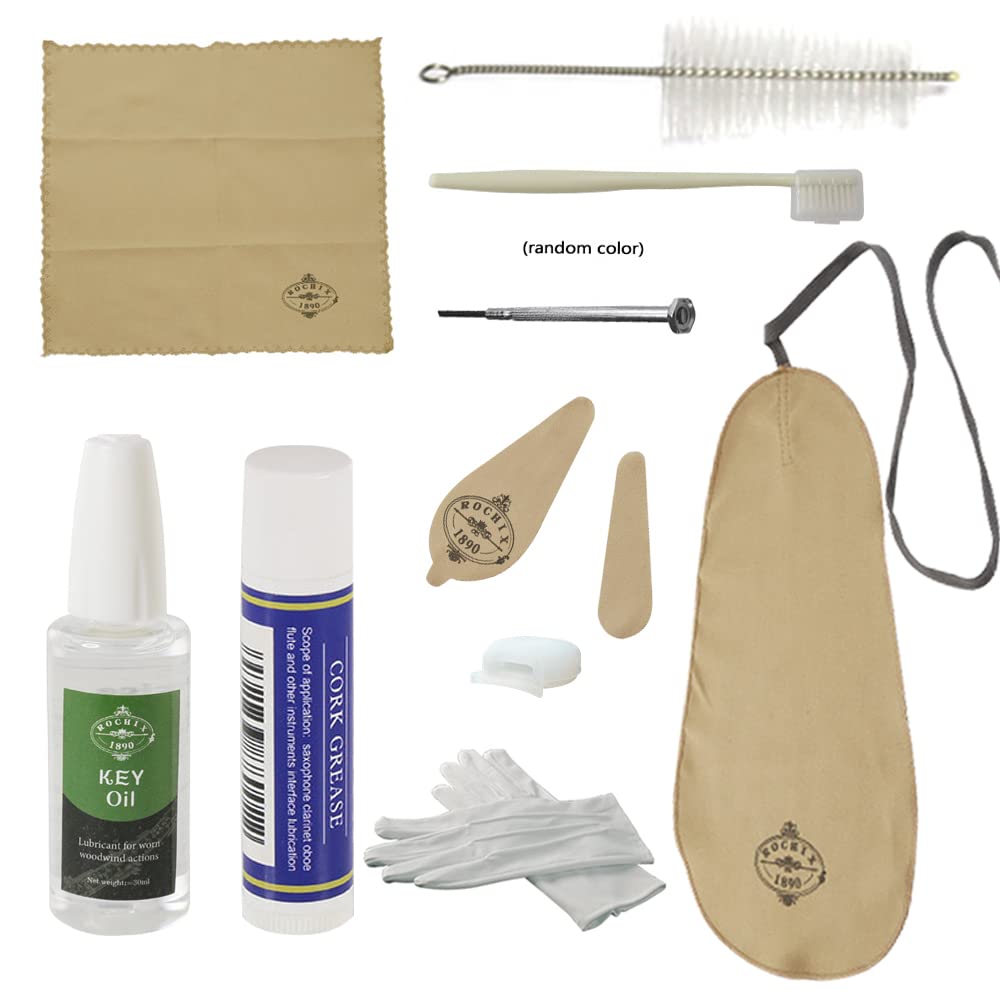 Premium Clarinet Cleaning & Maintenance Kit - Key Oil, Cork Grease, Swab, Cleaning Cloth, Thumb Rest & Mouthpiece Brush - Complete Care Set for Woodwind Instrument Protection - Perfect for Students & Professional Musicians
