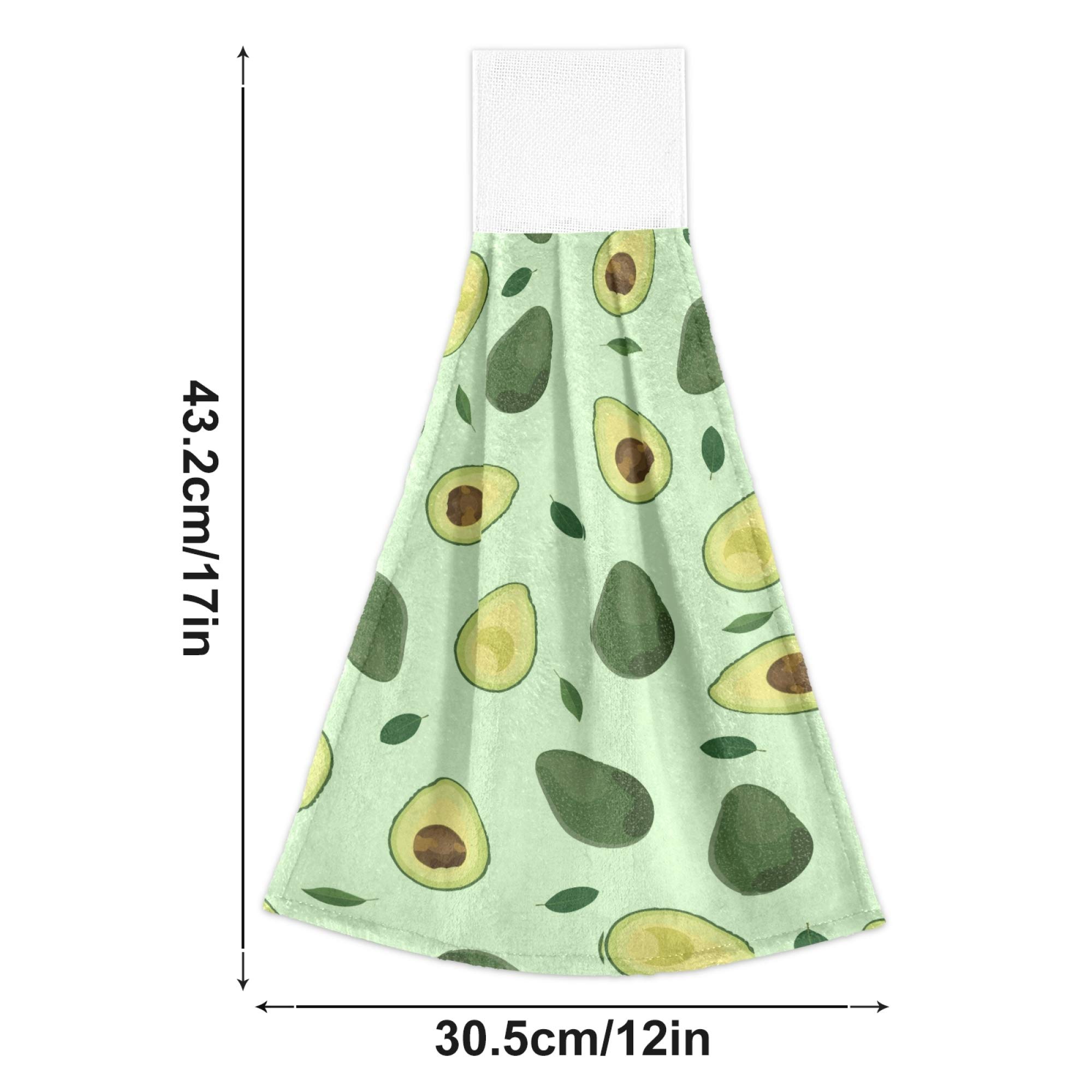 ASLSIY Spring Avocado Hanging Kitchen Towels - Set of 2 Fast Drying Dish Cloths, Tea Towels for Bathroom, Tabletop & Gym - Perfect for Home Decor, Summer Hand Towels & Kitchen Use