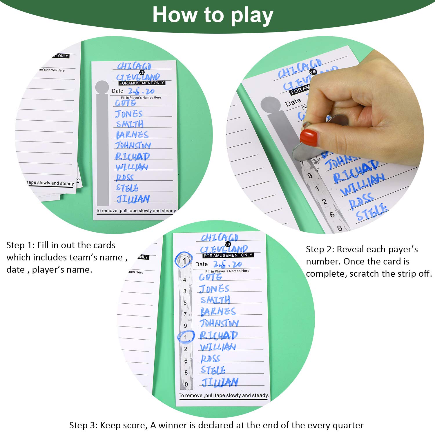 Frienda 100-Piece Football Sports Scratch-Off Strip Cards - Pool Cards for Baseball, Boxing & Soccer Games - Fun Gambling Tickets for Sports Parties, Tailgates & Game Nights (10-Line Design)