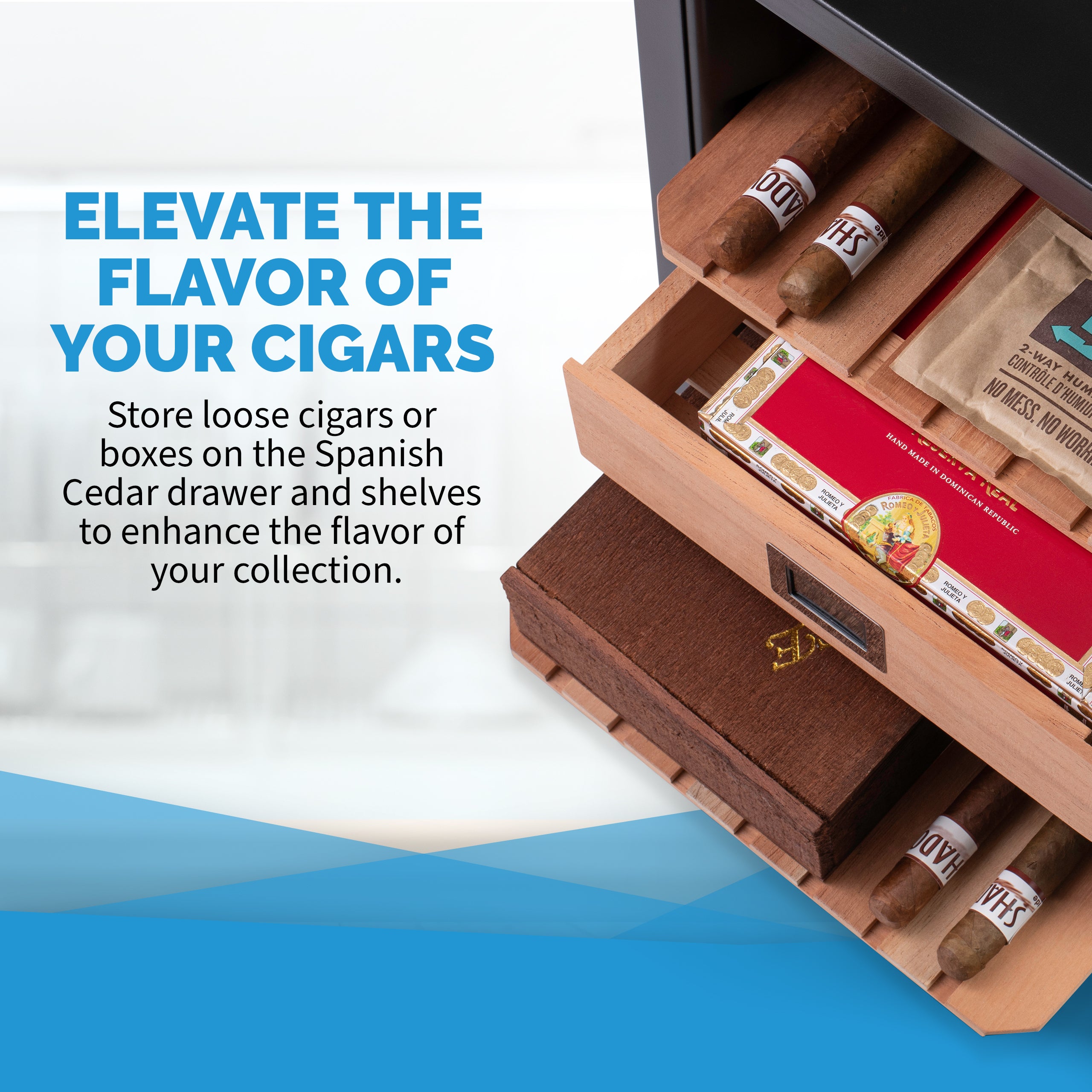 Newair® Electric Cigar Humidor with Opti Temp™ Technology - 250 Cigar Capacity | Perfect for Home, Office & Cigar Lounge Storage