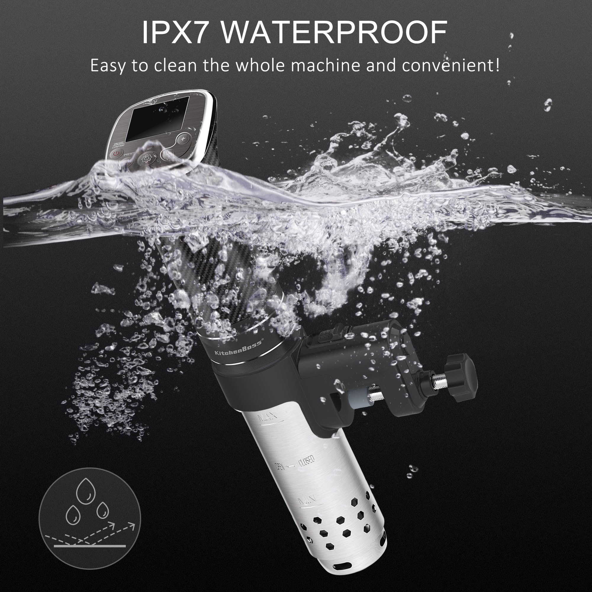 KitchenBoss Sous Vide Machine 1100W - Precision Immersion Circulator for Home & Professional Cooking, IPX7 Waterproof Stainless Steel Sous-vide Cooker (G322T-US) - Perfect for Steak, Chicken, Fish & Meal Prep