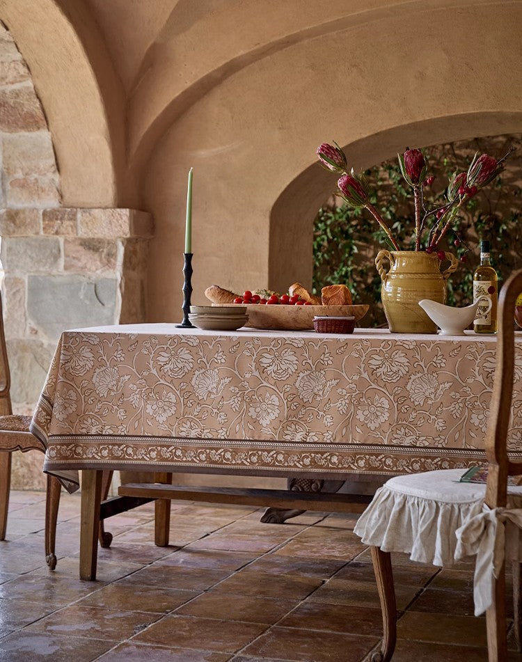 Farmhouse Tablecloth - Extra Large Rectangular Table Cover for Kitchen & Dining Room, Floral Design, Fits Round & Square Tables - Perfect for Family Dinners, Parties & Holiday Decorations