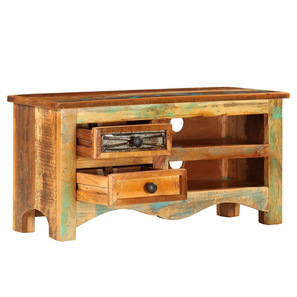 vidaXL Classic-Style TV Cabinet - Solid Reclaimed Wood Entertainment Center with Built-in Storage | Handmade Industrial Design for Living Room & Home Theater Setup