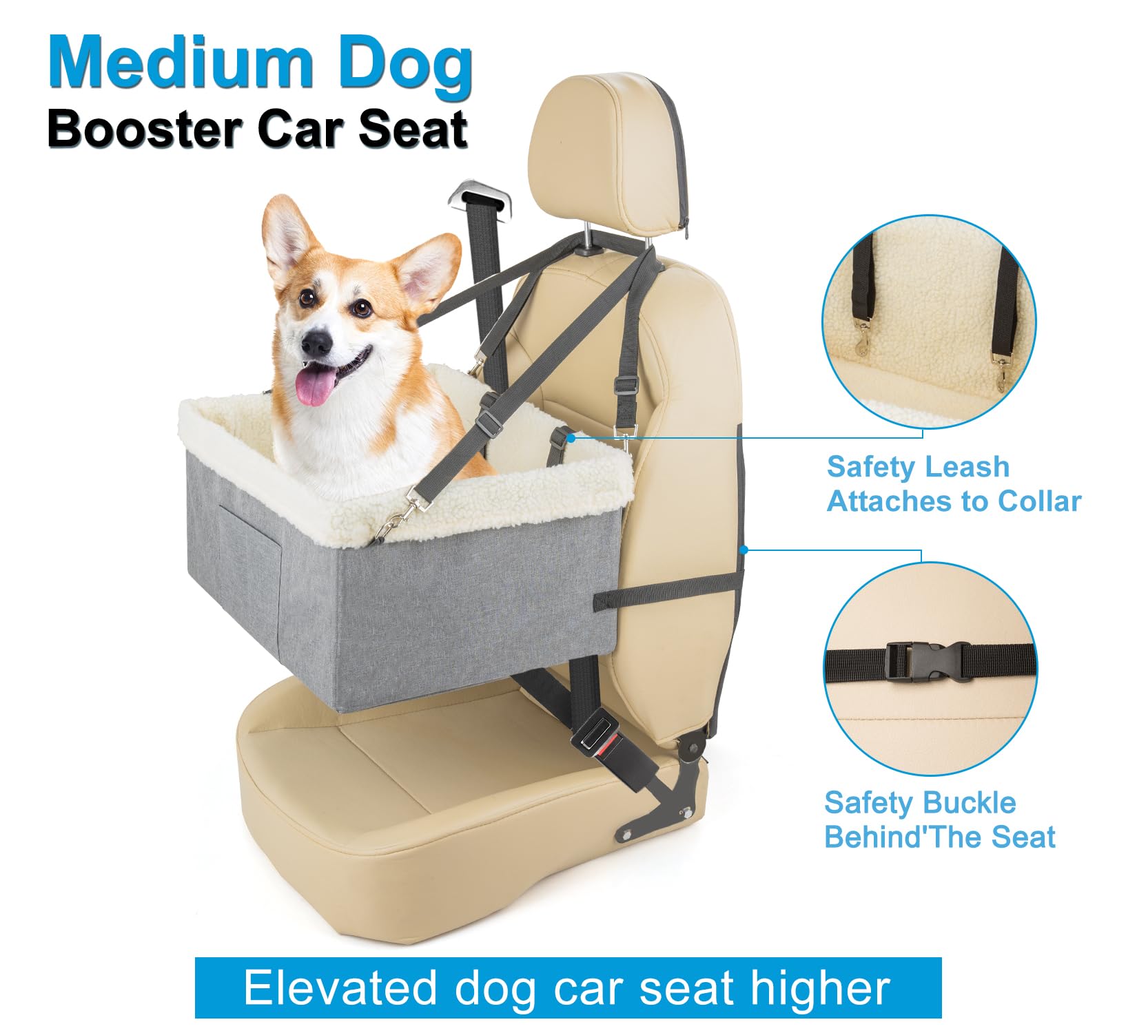 Premium Small Dog Car Seat with Sturdy Metal Frame - Raised Booster Seat for Puppies, Cats & Small Pets - Safe & Comfortable Travel Accessory for Road Trips & Daily Commutes