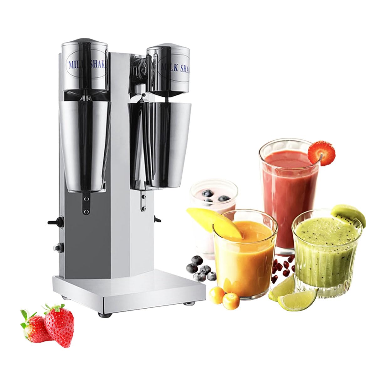 **Commercial Dual Head Milkshake Machine - Stainless Steel 2-Speed Smoothie Blender with Mixing Cup for Cocktails, Shakes & Smoothies - Perfect for Restaurants, Cafes & Bars**