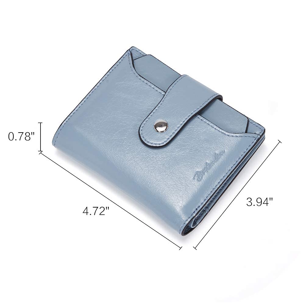 BOSTANTEN Genuine Leather Backpack Purse & RFID Blocking Women's Wallet - Small Bifold Zipper Card Holder with ID Window (Blue) - Perfect for Travel, Work & Everyday Use