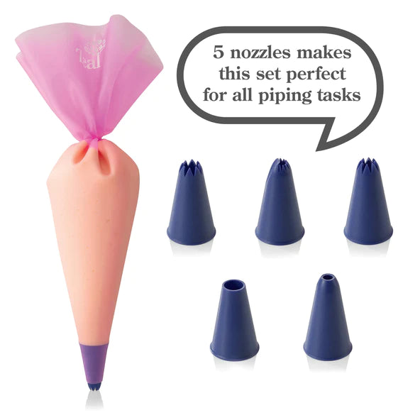Premium Silicone Piping Set for Baking - 12 Piece Cake Decorating Kit with 6 Nozzle Tips, Icing Bags & Accessories - Perfect for Cupcakes, Cookies & Pastry Decoration - Ideal for Home Bakers & Professional Chefs