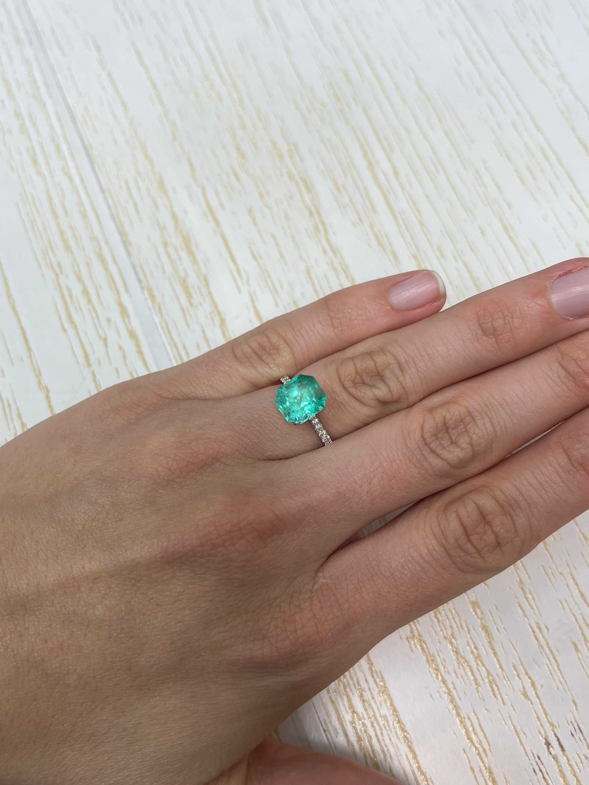 3.27 Carat Natural Colombian Emerald Loose Gemstone - 9.3x8.8mm Asscher Cut for Jewelry Making, Engagement Rings & Luxury Gifts