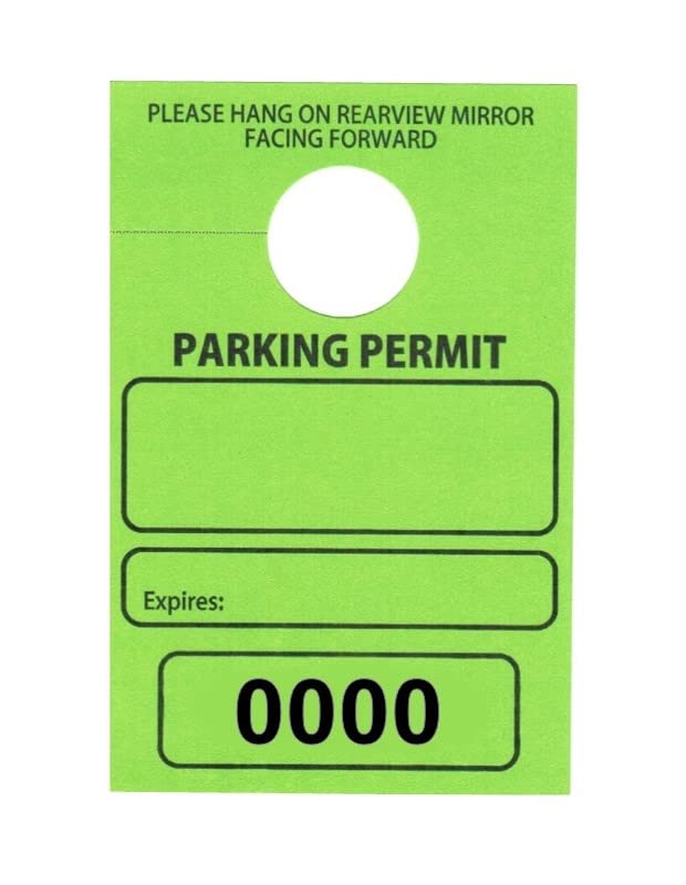 Green Parking Permit Hang Tags 3 1/8