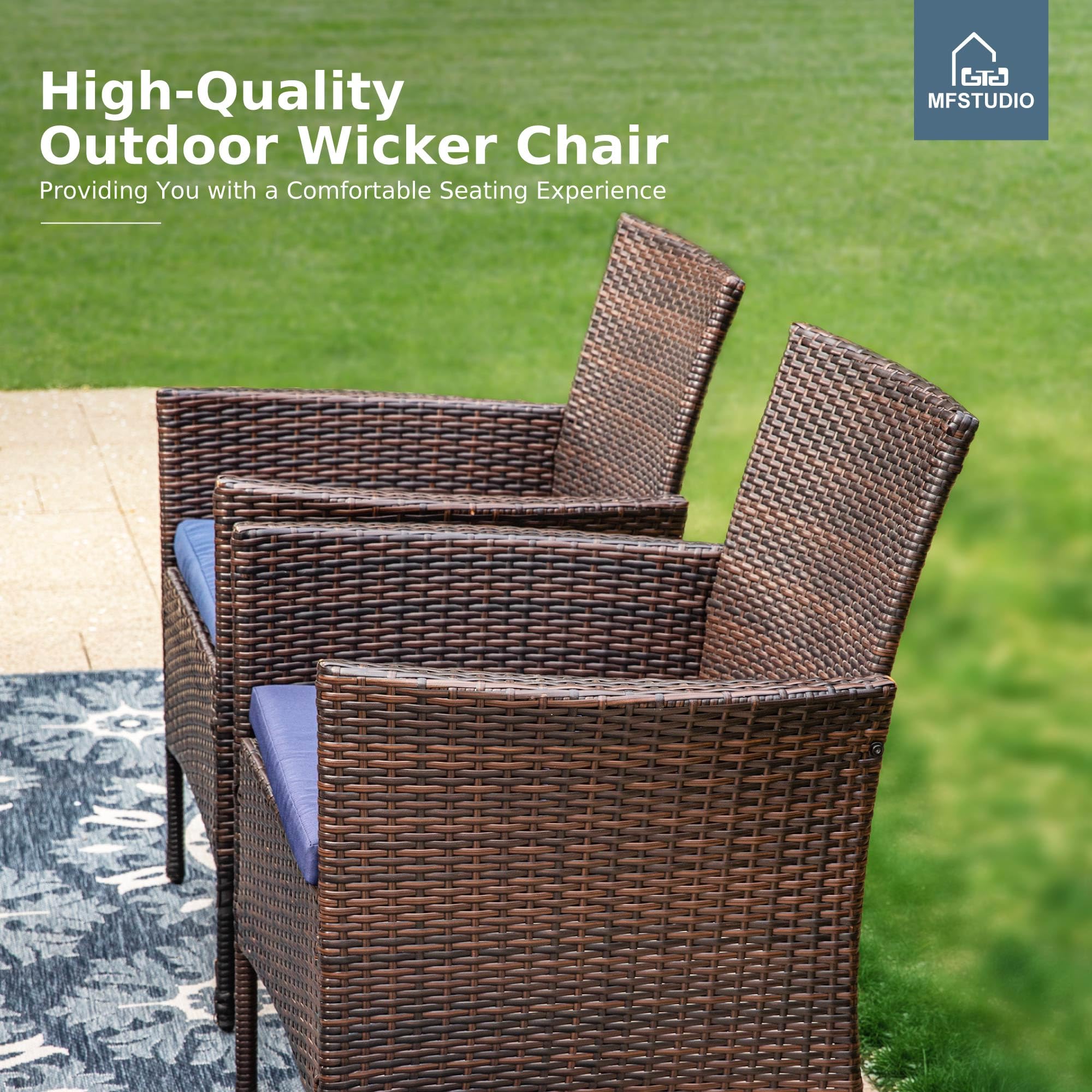 MFSTUDIO 8-Piece Outdoor Patio Dining Set for 6 with 13ft Umbrella - All-Weather Wicker Chairs & Rectangular Table - Perfect for Backyard, Garden, Poolside & BBQ Gatherings