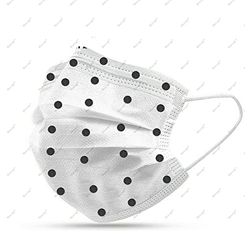 Wisezag 50-Pack Disposable 3-Layer Printed Surgical Face Masks for Women with Nose Clip - White, Comfortable & Breathable - Perfect for Daily Use, Work, Travel & Public Safety