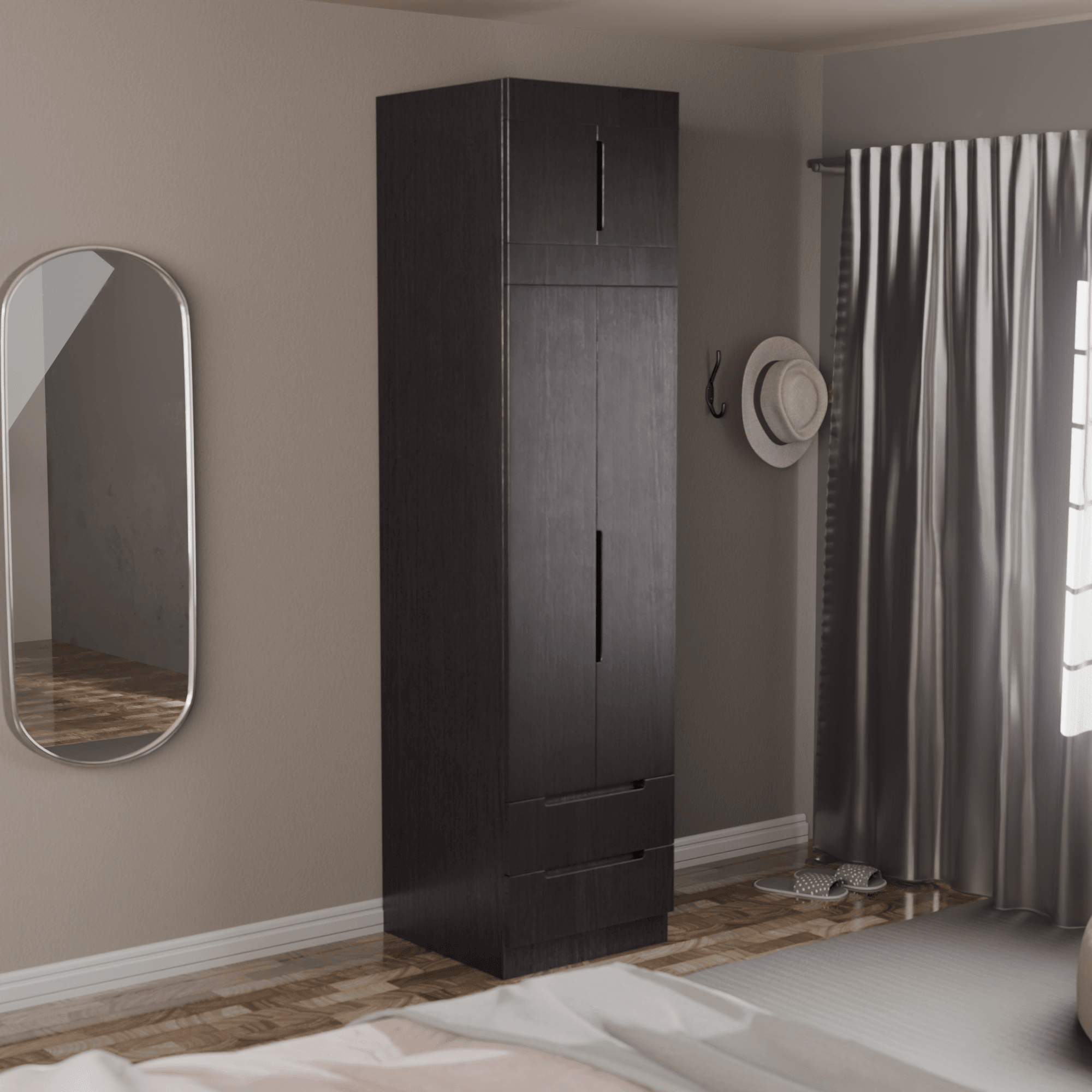 Harris 2 Door Open Wardrobe with Top Shelf - Modern Closet Organizer for Bedroom, Living Room & Entryway Storage