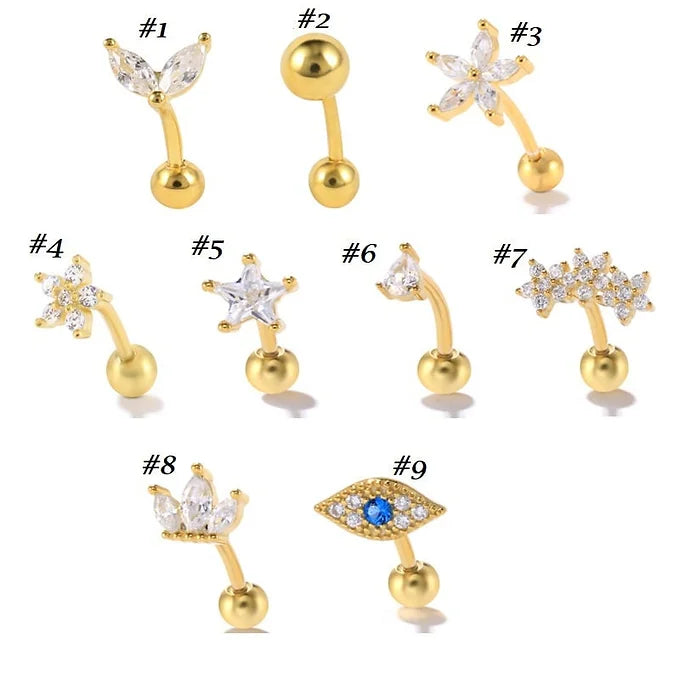 Evil Eye Rook Curved Barbell Eyebrow Piercing Jewelry | 16G 14G Body Jewelry for Eyebrow Piercing | Perfect for Gothic, Punk & Alternative Style