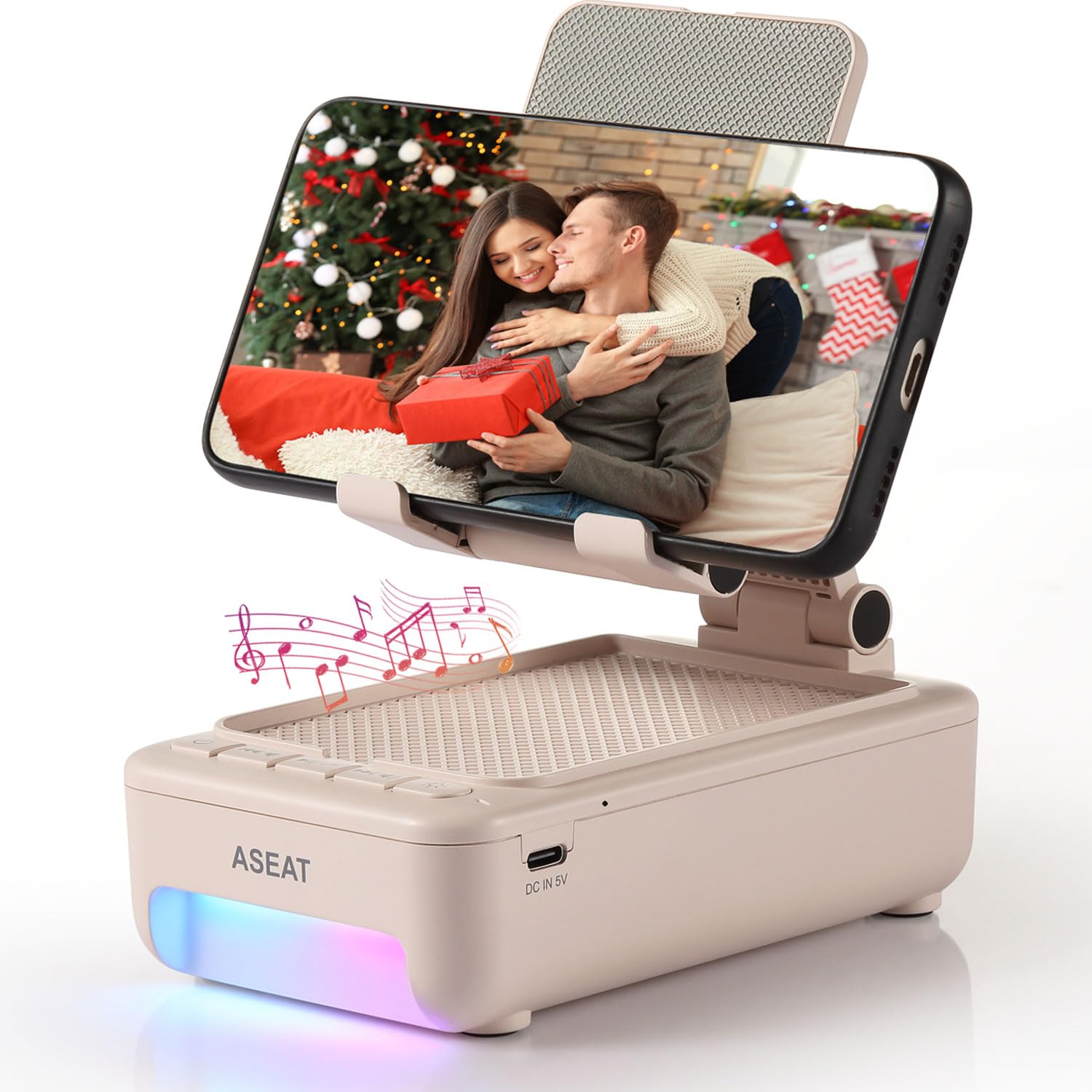 Wireless Bluetooth Speaker with LED Color Changing Lights & Phone Stand - Unique Birthday Gifts for Men, Women, Dad, Husband - Perfect for Home, Office, and Travel Use
