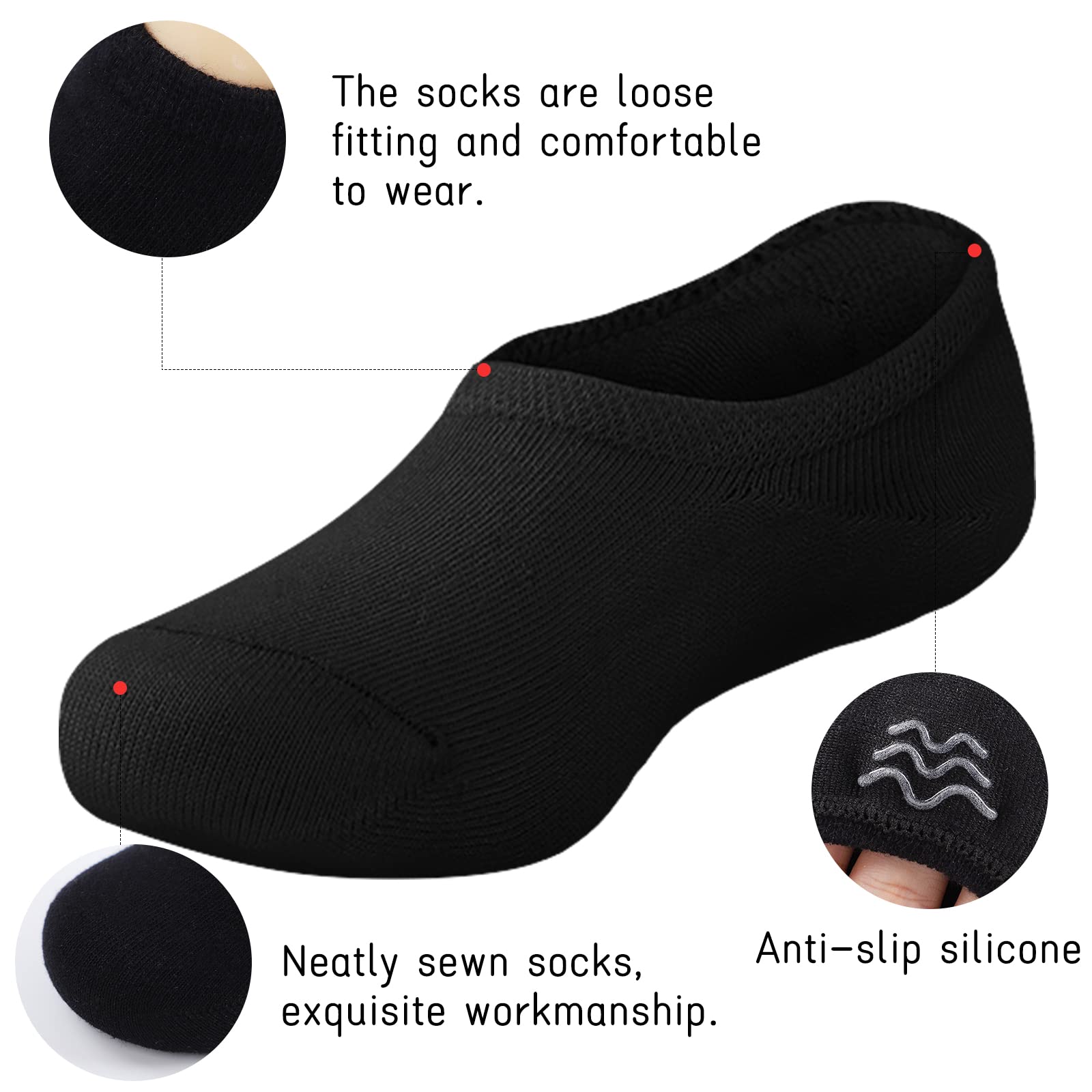 Witwot 10 Pairs No Show Socks for Kids - Non Slip Low Cut Ankle Socks for Girls & Boys - Perfect for School, Sports & Everyday Wear