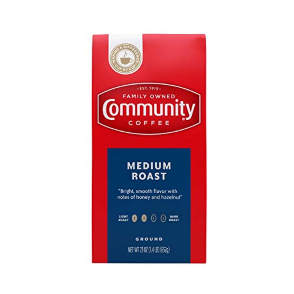 Community Coffee Medium Roast Ground Coffee - 23oz Vacuum Sealed Bag (Pack of 1) | Rich & Smooth Flavor for Home Brewing, Office Use & Gifts