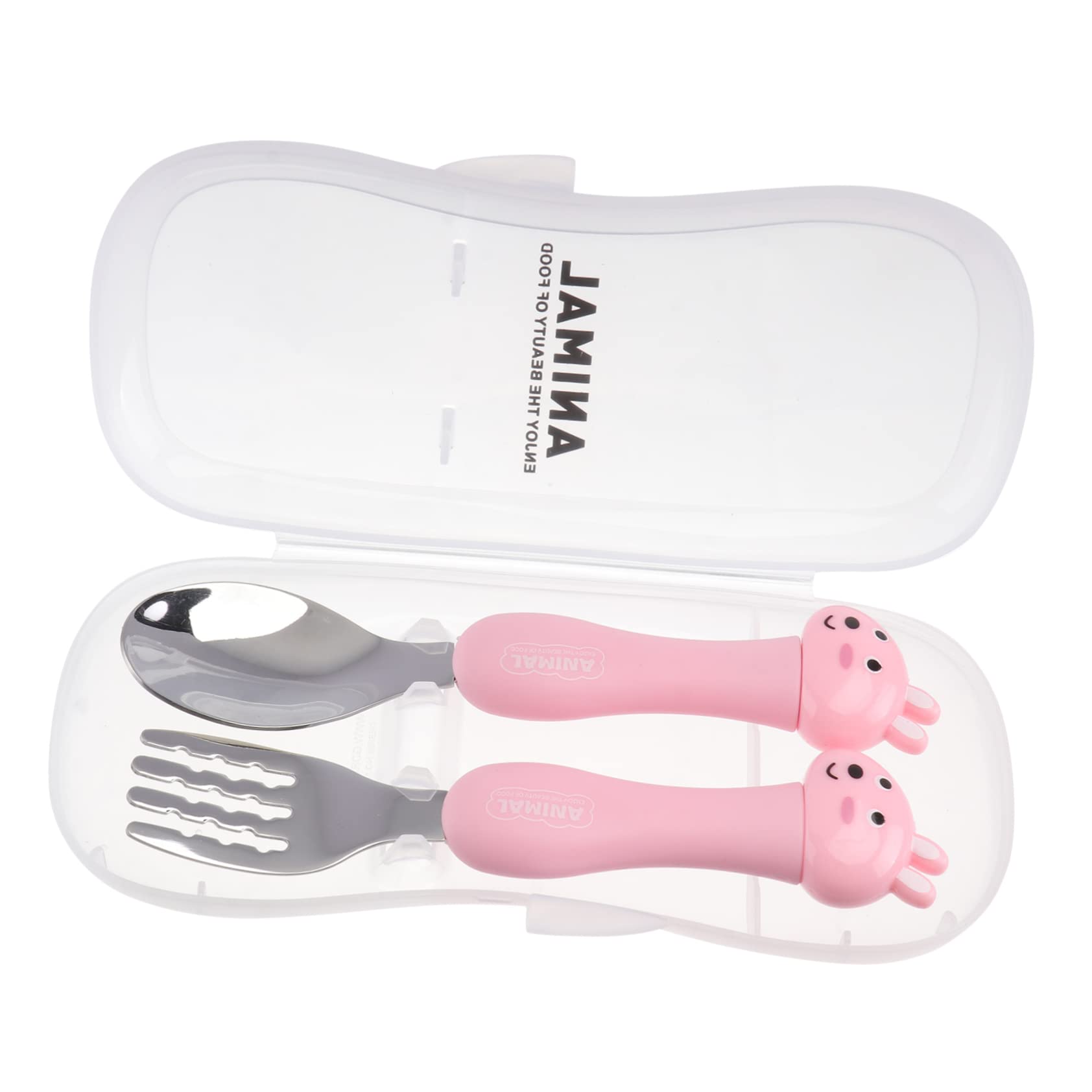 HAPINARY 1 Set Stainless Steel Cartoon Toddler Cutlery Set - Kids Fork & Spoon Dinnerware for Babies & Children | Durable PP Handle, Safe for Daily Meals, School Lunch & Travel