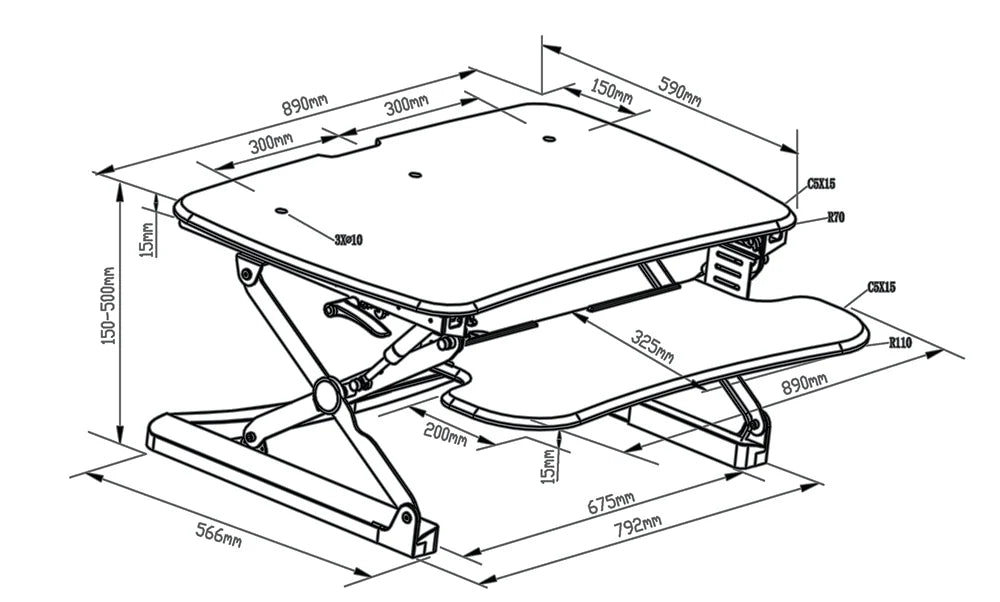 Adjustable Height White Desk Riser - 35