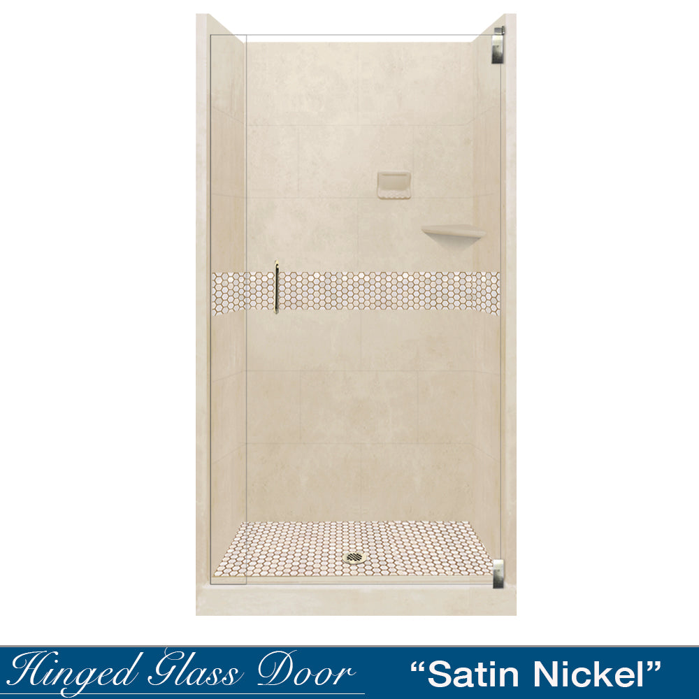Alcove Desert Sand Sistine Stone & Honey Hex Mosaic Tile Accent - DIY Shower Remodel Kit for Bathroom Wall & Floor Backsplash | Perfect for Home Renovation & Spa Style Decor