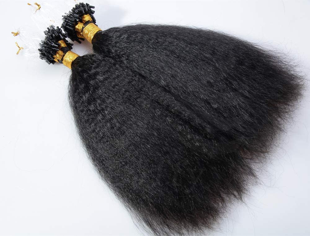 Kinky Straight Microlink Hair Extensions 22 Inch - 100% Human Brazilian Remy Hair, 200g Per Pack, 1g/Strand, Coarse Straight Micro Loop Extensions for Natural Look & Easy Styling | Perfect for Daily Wear, Parties & Special Occasions