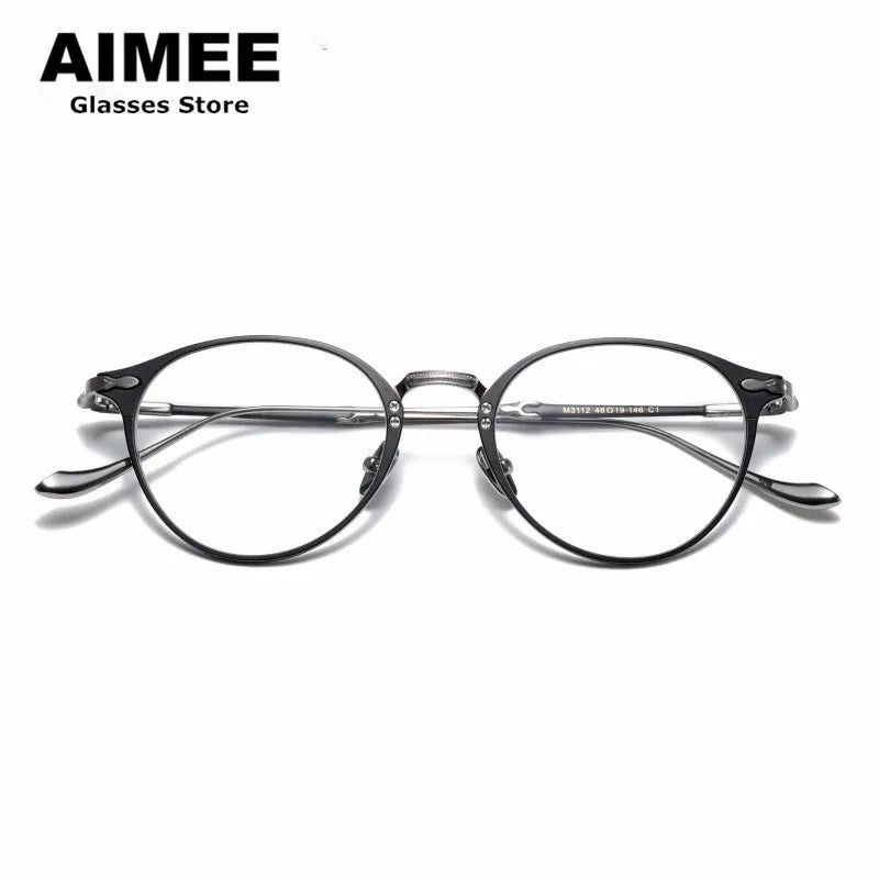Aimee Unisex Full Rim Oval Round Titanium Eyeglasses Frame 3112 - Lightweight & Durable Eyewear for Work, Reading & Fashion