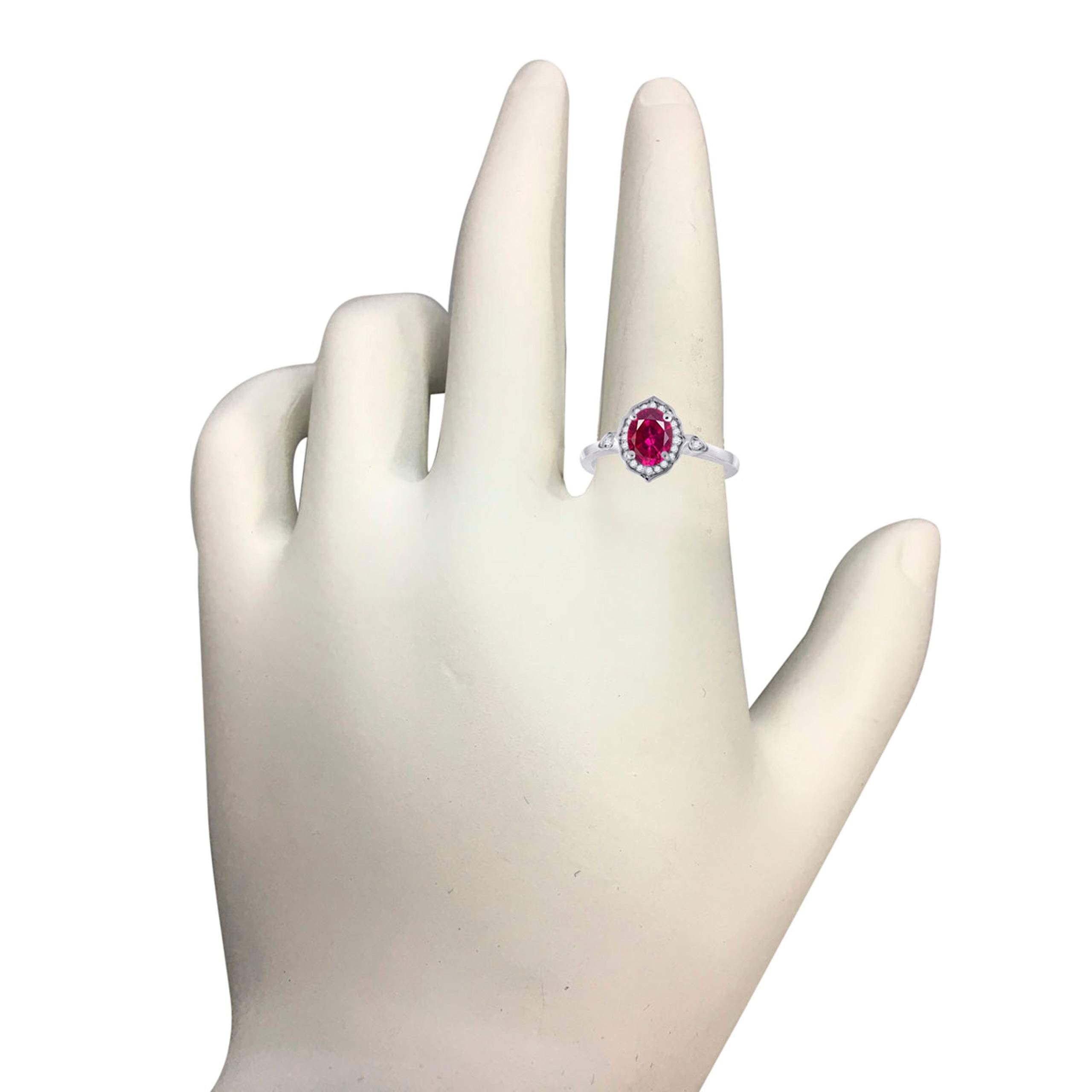 0.85 Carat Oval Created Ruby & Diamond Ring in 10K Rose/White/Yellow Gold - Elegant Valentine's Day Gift for Her, Anniversary Jewelry, Engagement Ring Alternative, Wedding Band for Women