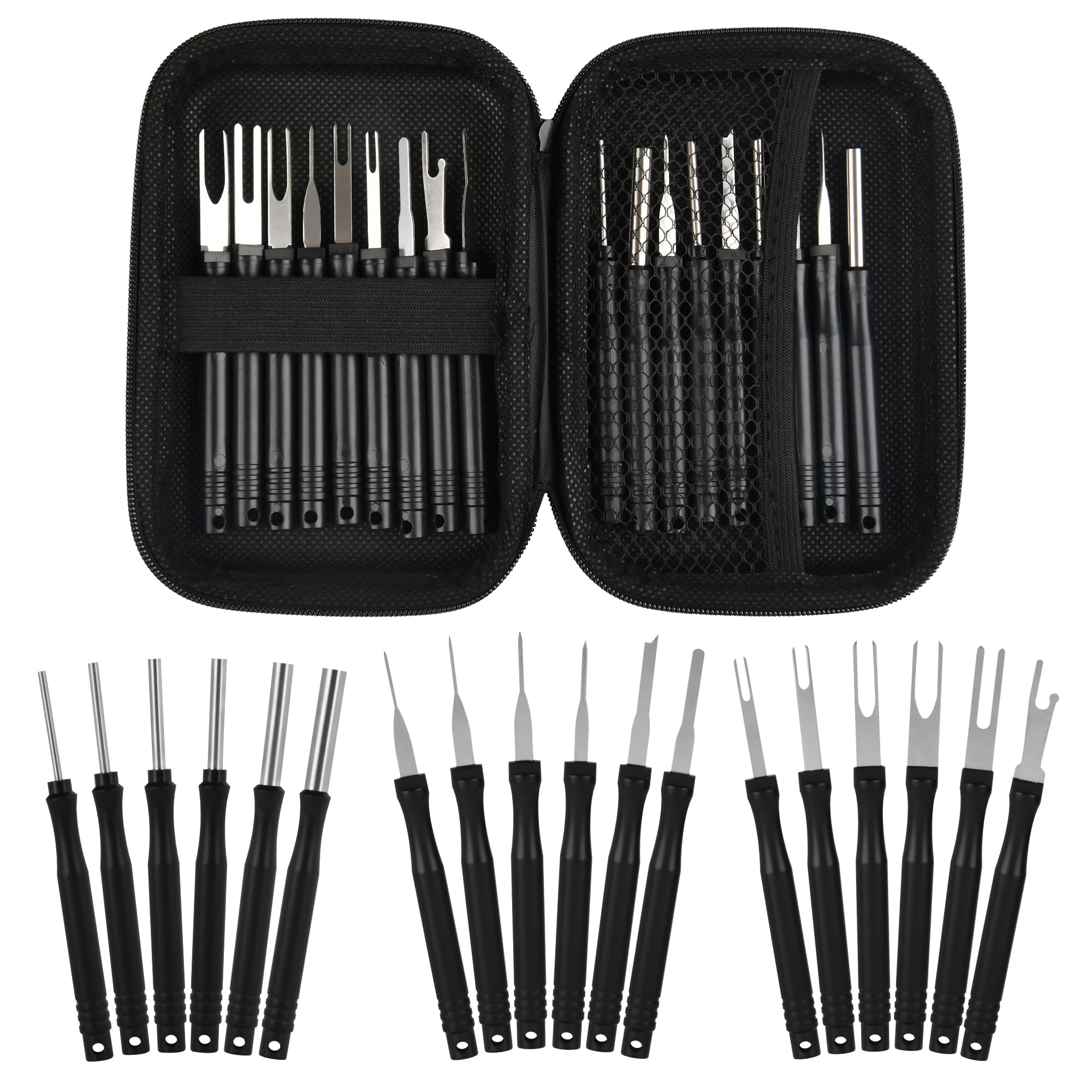 18PCS Professional Terminal Removal Kit - Auto Electrical Wire Connector Pin Extractor & Depinning Tool Set for Car Repair, Motorcycle, Truck Maintenance | Pin Puller & Terminal Ejector Kit for Automotive Wiring Harness Repair
