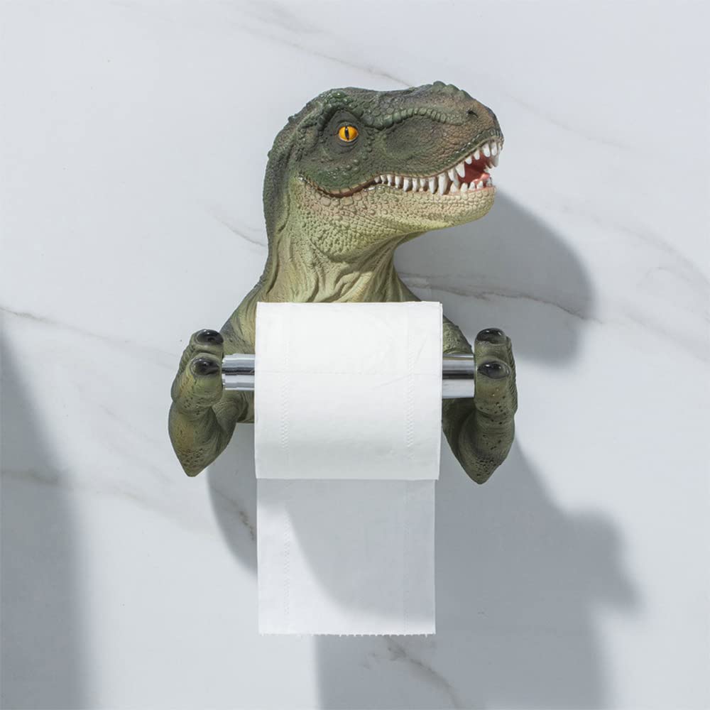 3D Dinosaur Toilet Paper Holder - Wall Mounted T-Rex Bathroom Tissue Roll Dispenser - Unique Dinosaur Decor for Kids Room & Bathroom Accessories - Perfect for Jurassic Themed Home Decor