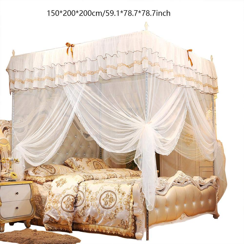 Luxury Princess 4-Poster Bed Canopy with Netting - 150x200x200cm Elegant Bed Curtain for Girls' Room Decor | Perfect for Kids Bedroom, Nursery, and Fantasy Themed Sleepovers