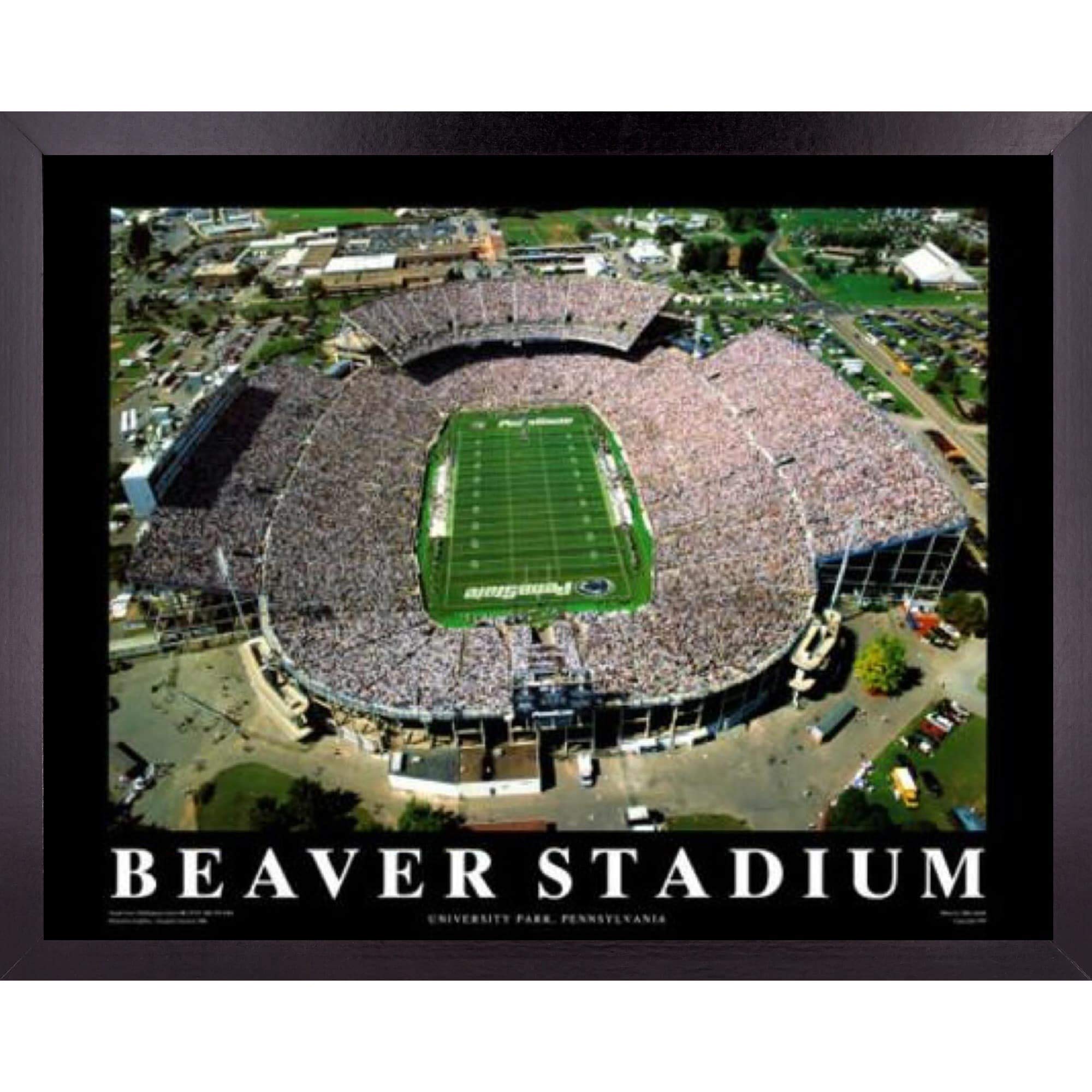 Penn State Football Stadium Wall Art - 23x29 Framed Poster of PSU Nittany Lions Beaver Stadium Aerial View | College Sports Decor for Bedroom, Man Cave & Game Room | Perfect Gift for Football Fans & Alumni