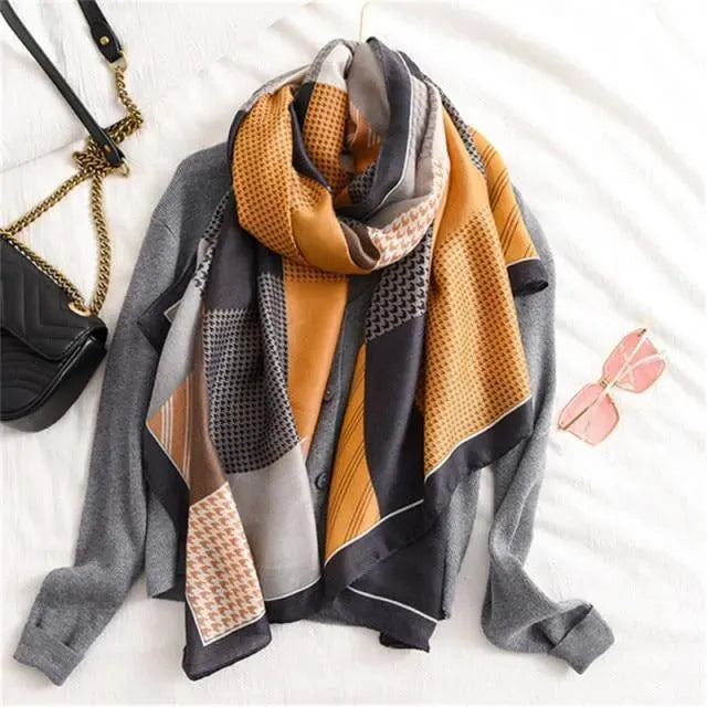 Luxury Striped Scarves for Women - Soft Cashmere & Silk Blend - Elegant Fashion Accessory for Winter, Office & Special Occasions