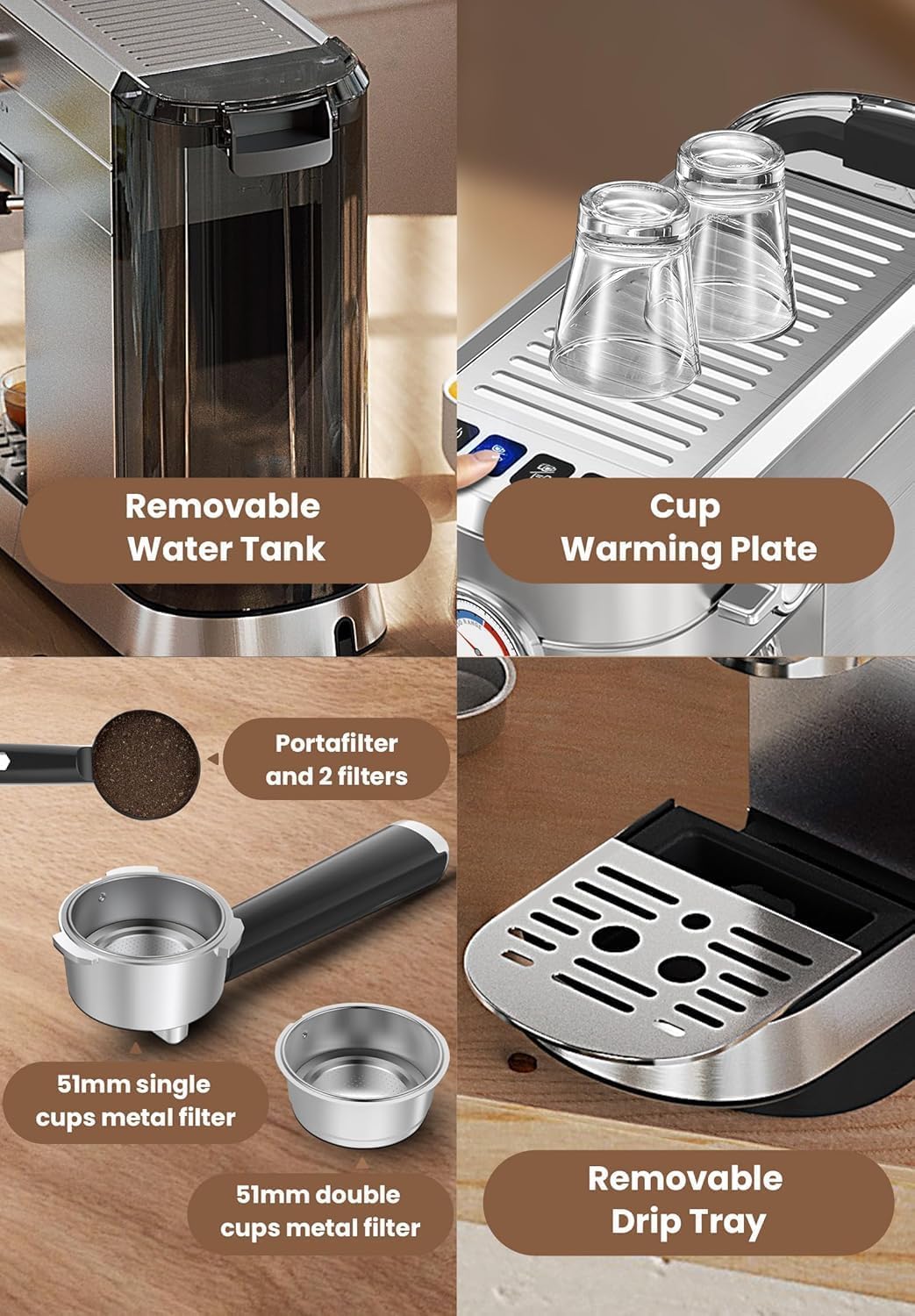 Gevi 20 Bar Professional Espresso Machine with Milk Frother - Stainless Steel Commercial Coffee Maker for Home & Office - Compact Cappuccino/Latte Machine - Perfect for Coffee Shops, Restaurants & Gifts