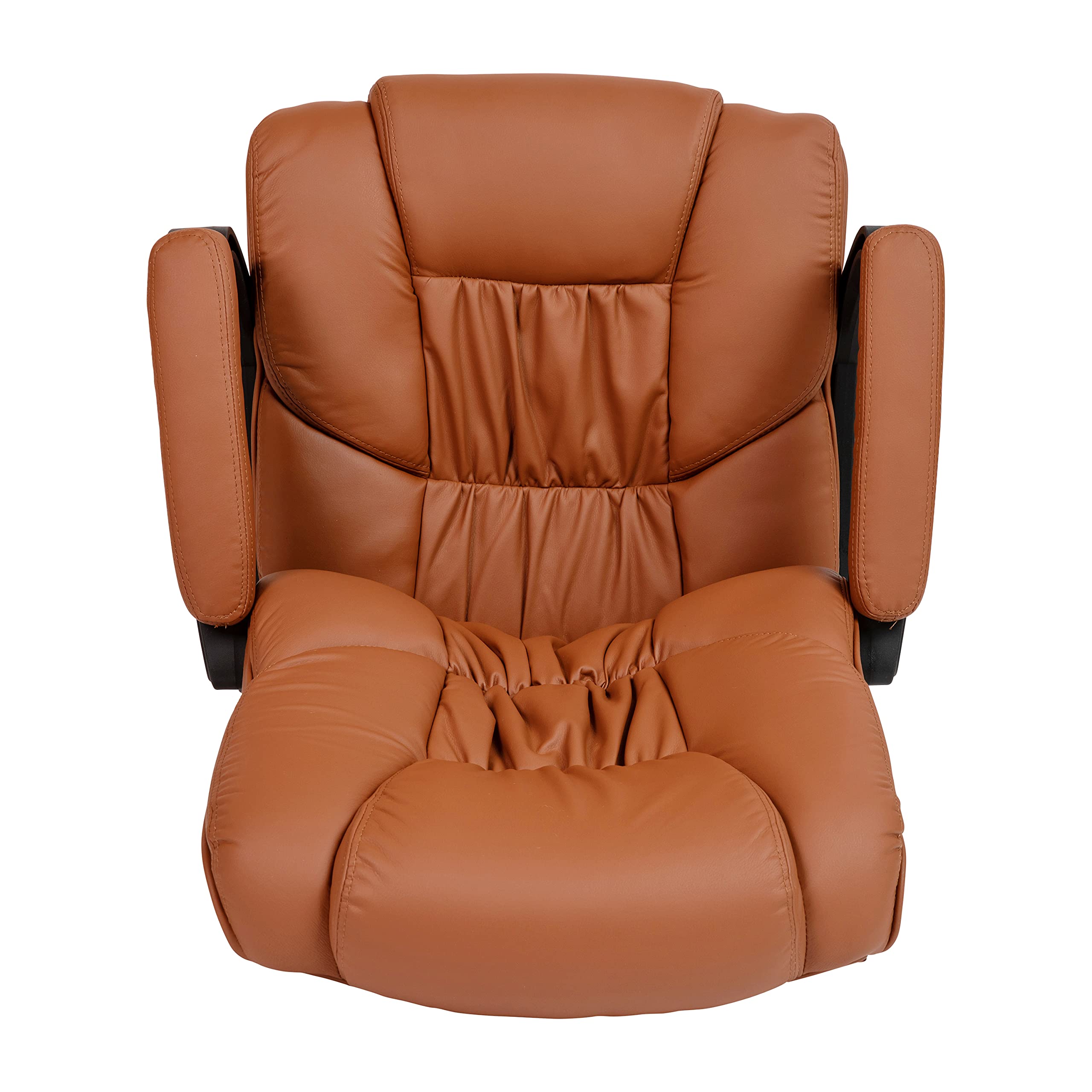 Big & Tall 400 lb. Rated Brown LeatherSoft Swivel Office Chair with Padded Arms - Heavy Duty Executive Desk Chair for Home & Office Workspace