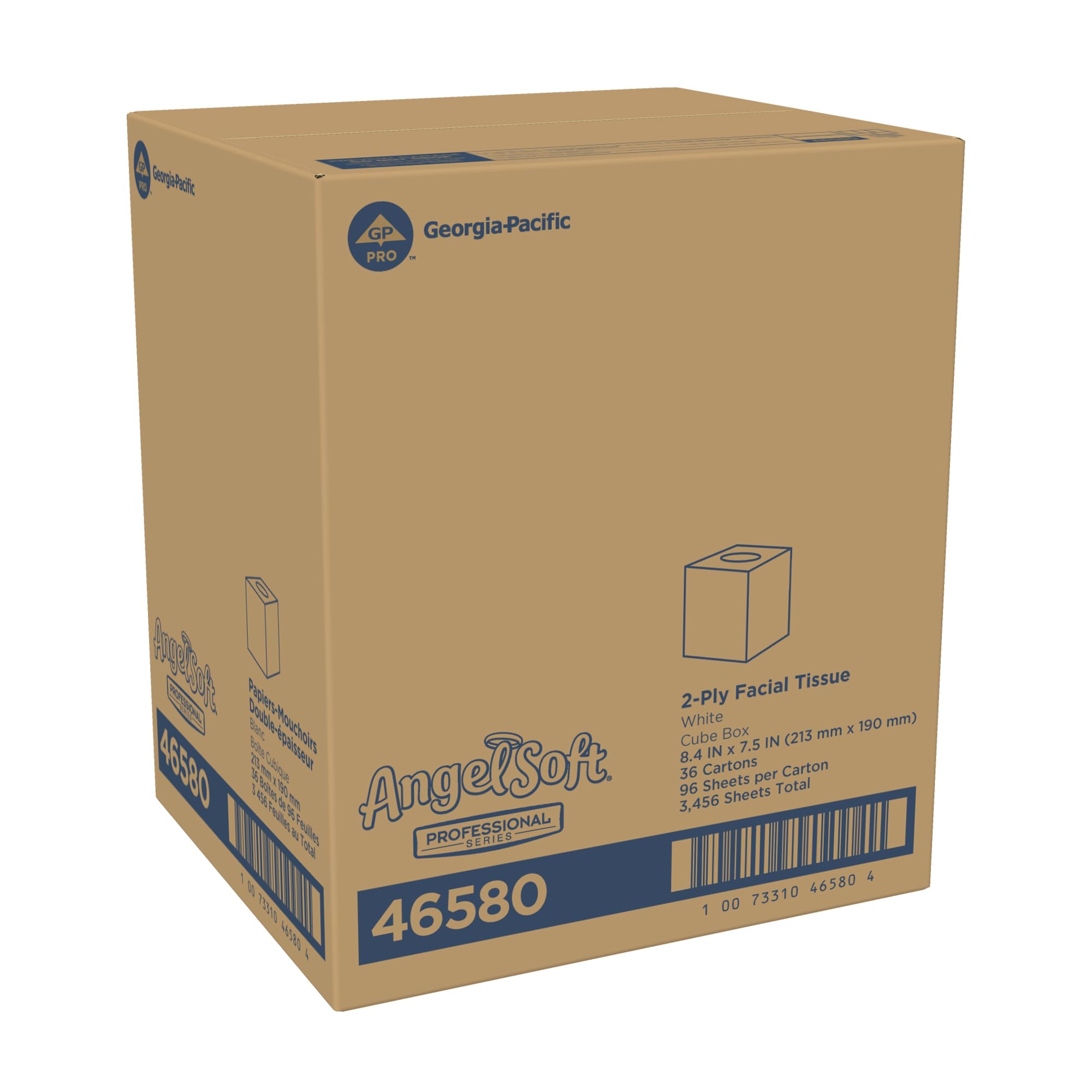 Georgia-Pacific Angel Soft Professional Series 2-Ply Facial Tissues, Cube Box (96 Sheets per Box, 36 Boxes) - Ultra Soft for Home, Office & Travel Use