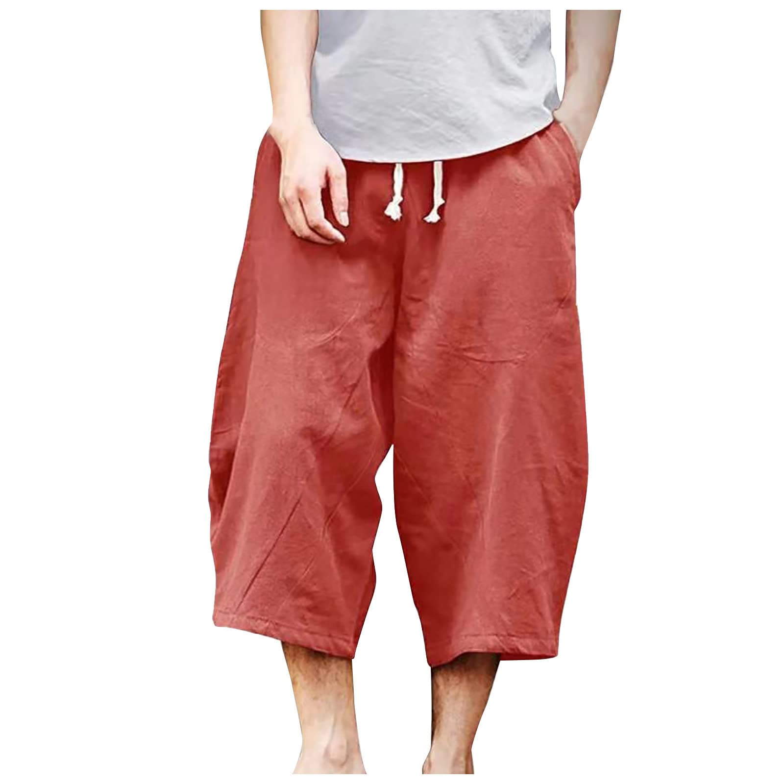 Men's Expandable Waist Cargo Pants - Straight Fit Work Pants with Hidden Elastic Waistband | Comfortable Weekend & Workout Harem Pants for Men | Perfect for Outdoor Activities, Gym & Casual Wear