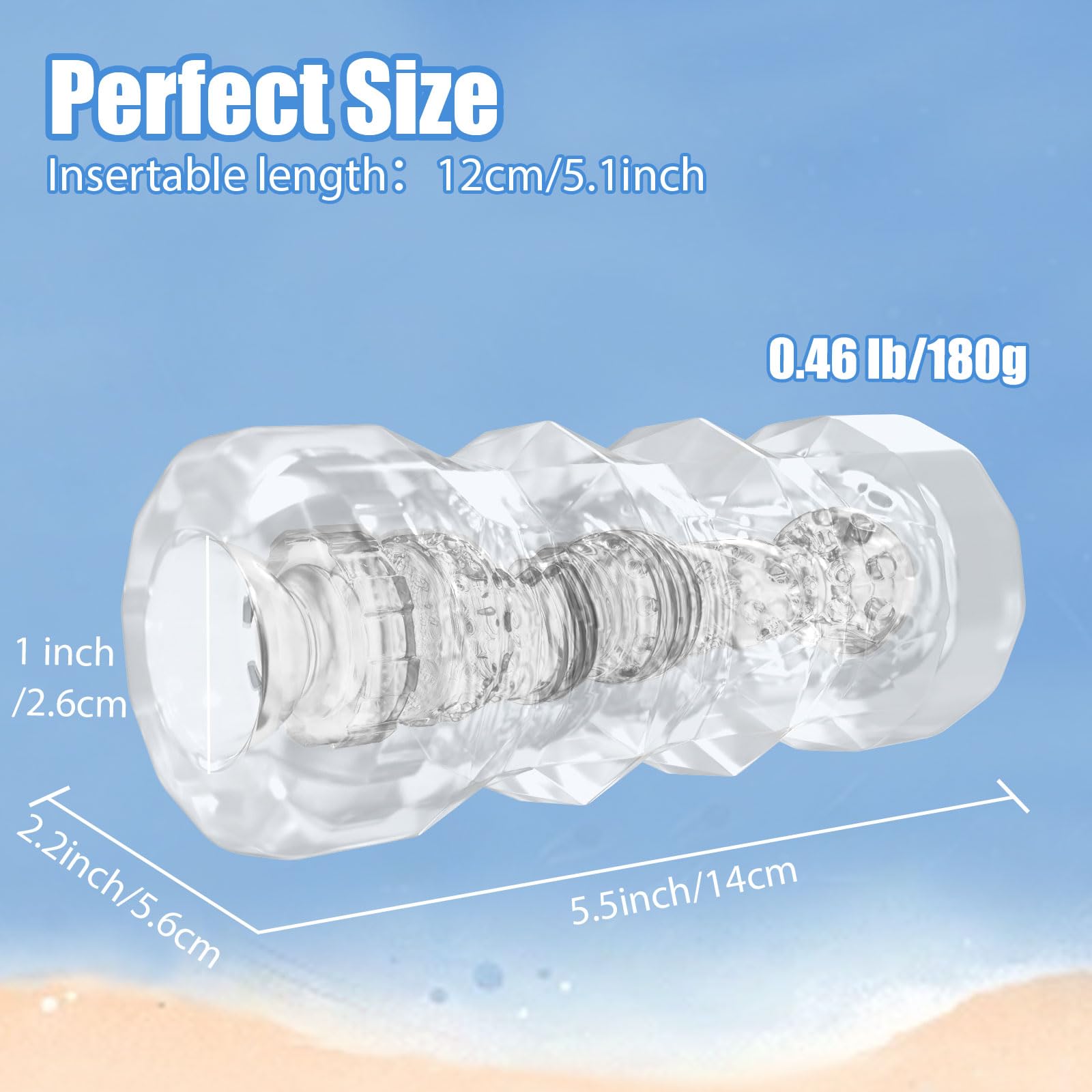 Realistic Transparent Male Masturbator - TPE Pocket Pussy Stroker with 3D Textured Sleeve for Enhanced Pleasure | Penis Training & Blowjob Simulation Sex Toy for Men | Includes Storage Box | Perfect for Solo Play & Couples Foreplay (Transparent)
