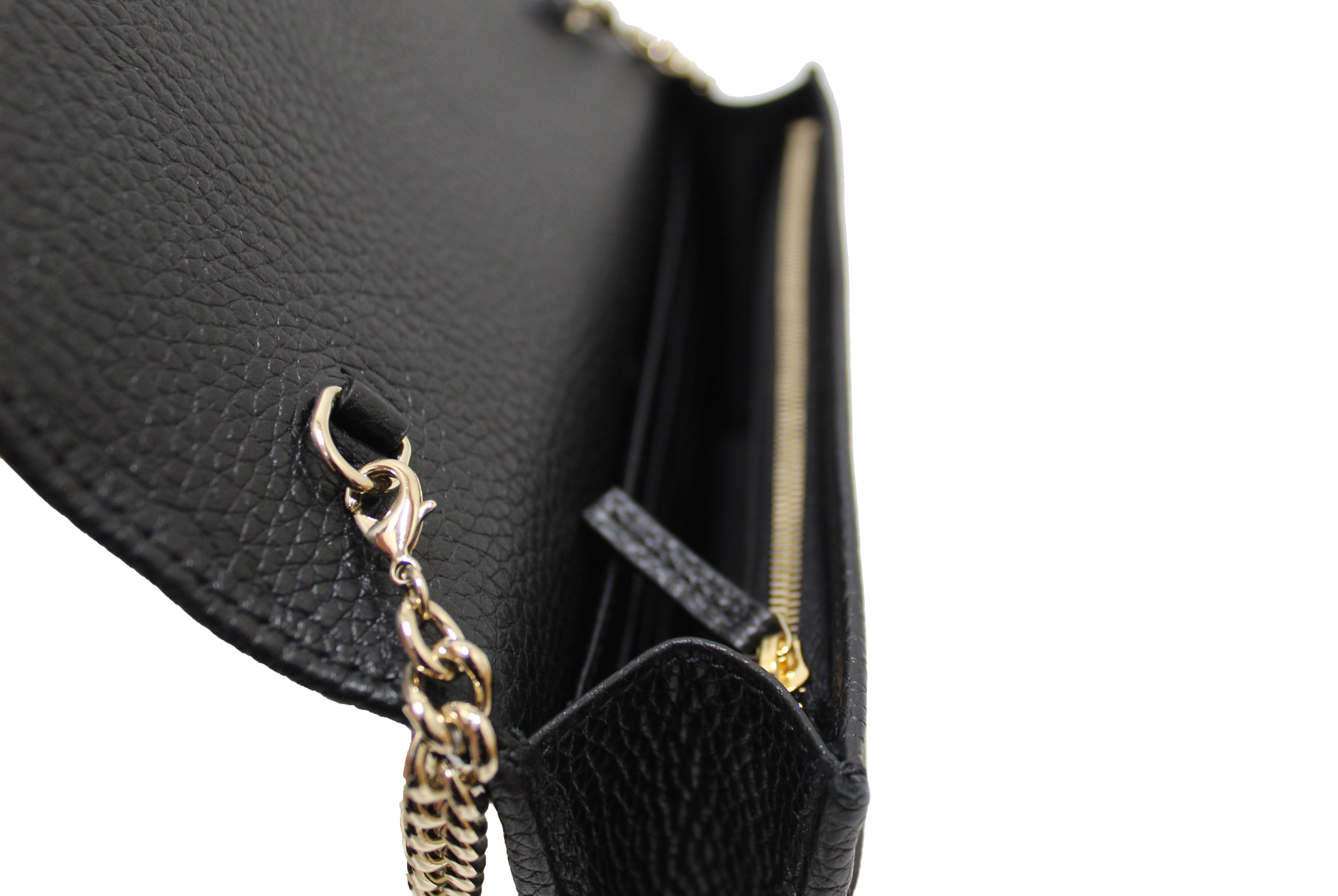 Authentic NEW Gucci Black Soho Disco Leather Wallet On Chain Crossbody Bag for Women - Luxury Designer Shoulder Purse for Evening Parties, Date Night & Travel Accessories