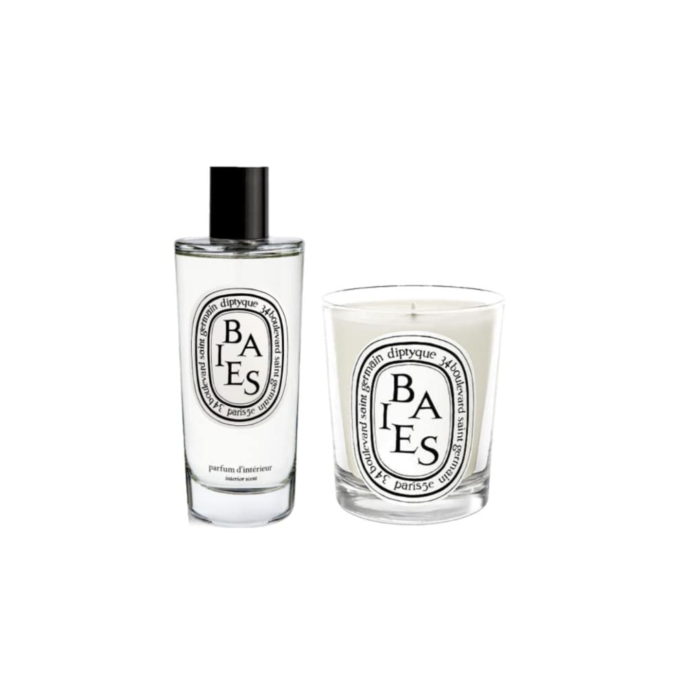 Diptyque Baies Scented Candle & Room Spray Set - Berry Fragrance Home Decor Gift for Living Room, Bedroom & Bathroom | Luxury Aromatherapy & Relaxation