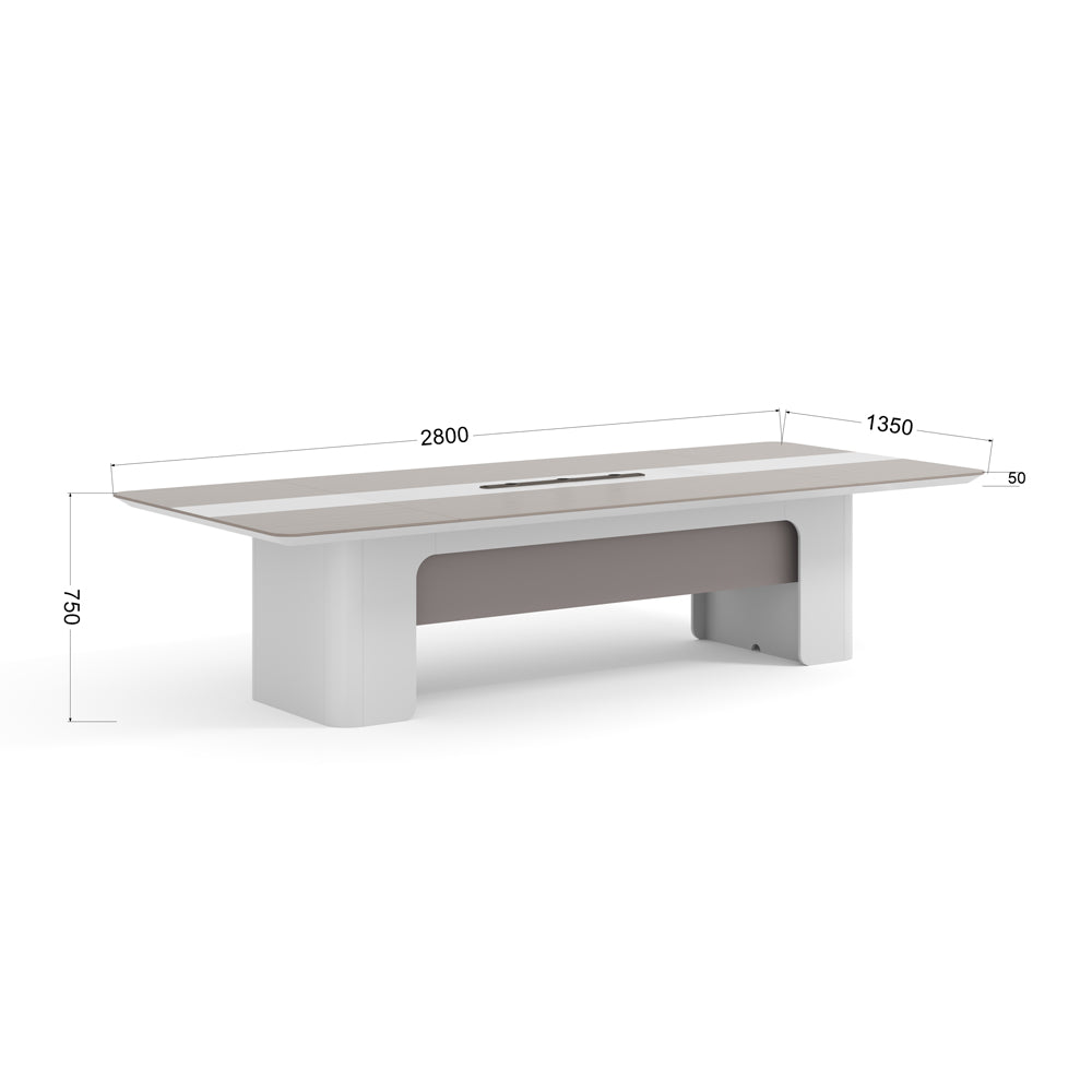 Premium LUSH Boardroom Table 280cm - White & Taupe Modern Conference Table for Office Meetings & Executive Workspaces