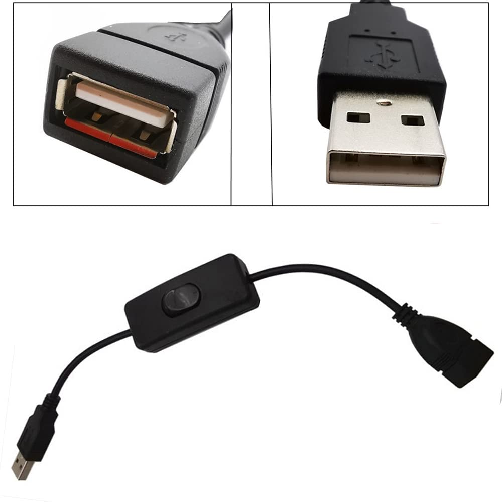 2 Pack Black Male to Female USB Extension Cable with On/Off Switch - Inline Rocker Power Control for Dash Cam, LED Desk Lamp, USB Fan, Light Strips | Perfect for Home Office, Car Accessories & DIY Electronics Projects
