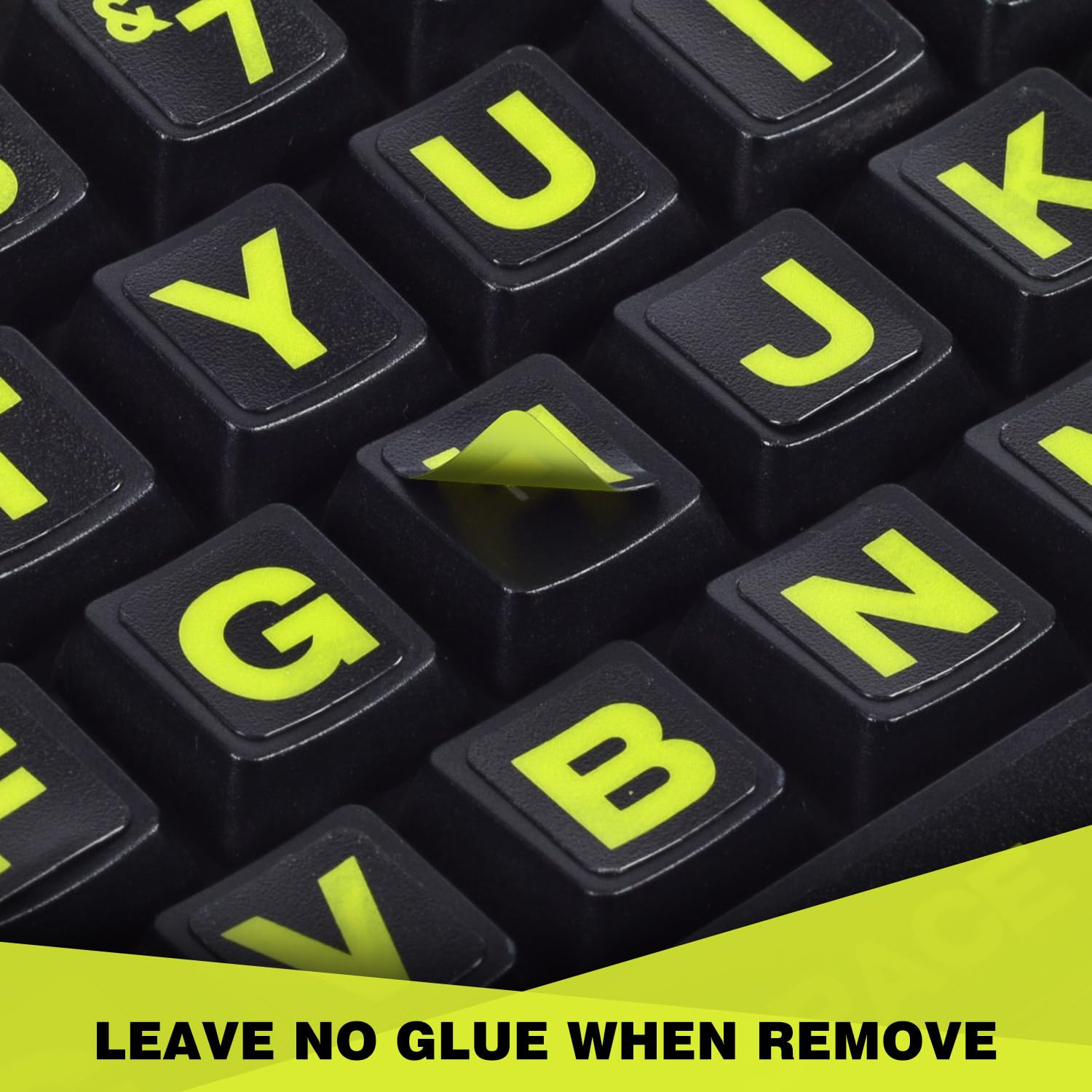 2PCS English Keyboard Stickers - Large Letters for Laptop PC (Black/Green) for Office & Gaming