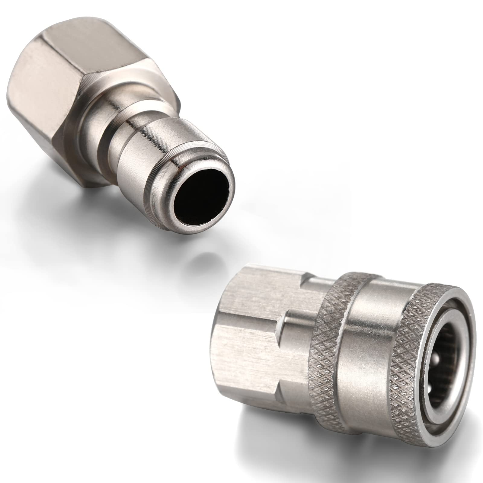 **Shimeyao 2 Sets 1/4 Inch NPT Pressure Washer Quick Connect Coupler - Male & Female Adapter Fittings for High-Pressure Washers (External & Internal Thread) - Ideal for Car Washing, Home Cleaning & Outdoor Equipment Maintenance**