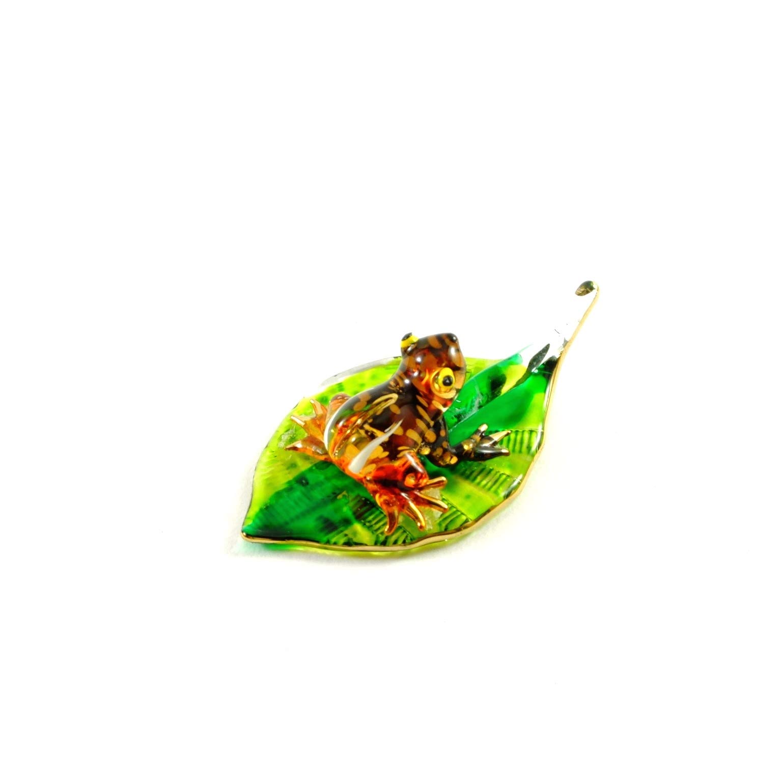Handmade Glass Frog Figurine - Mini Orange Animal Decor for Home & Office