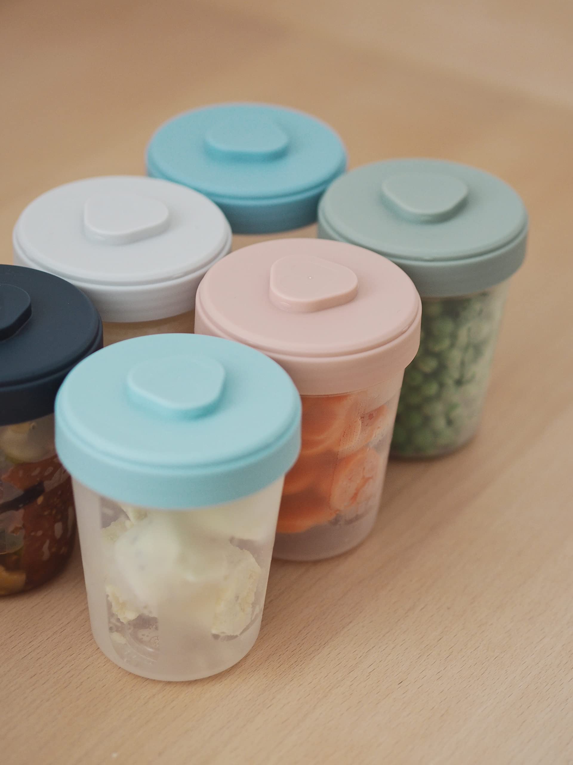 BEABA 6-Piece Large Baby Food Storage Containers with Lids | Airtight Toddler Snack & Puree Containers | BPA-Free Plastic | Perfect for Daycare, Travel & Meal Prep (Blue)