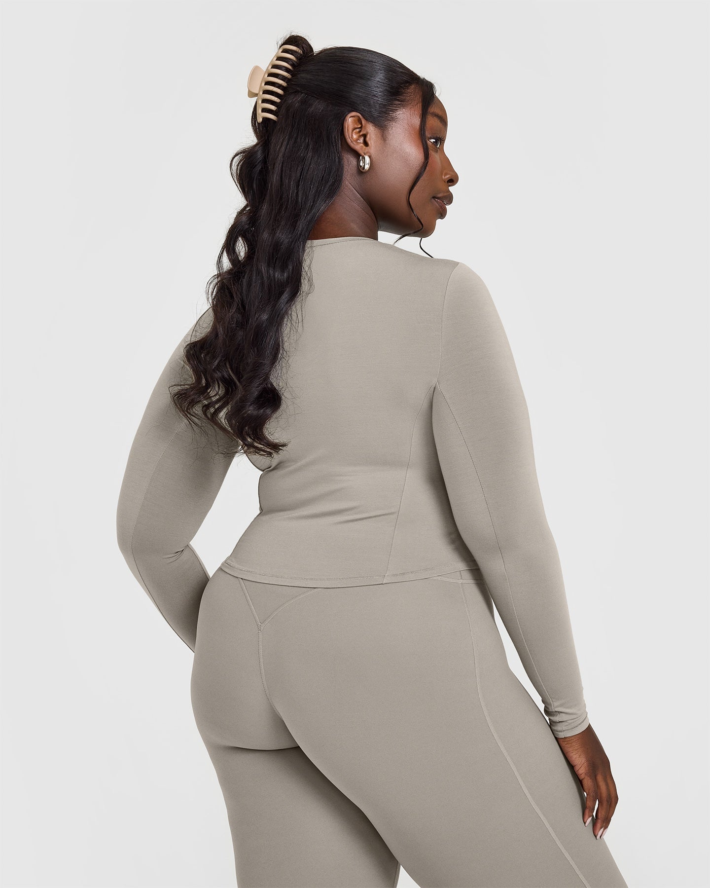 Mellow™ Soft Mid-Long Sleeve Women's Top | Warm Sand Color | Cozy Casual Wear for Fall & Winter | Perfect for Layering, Office, and Weekend Outfits