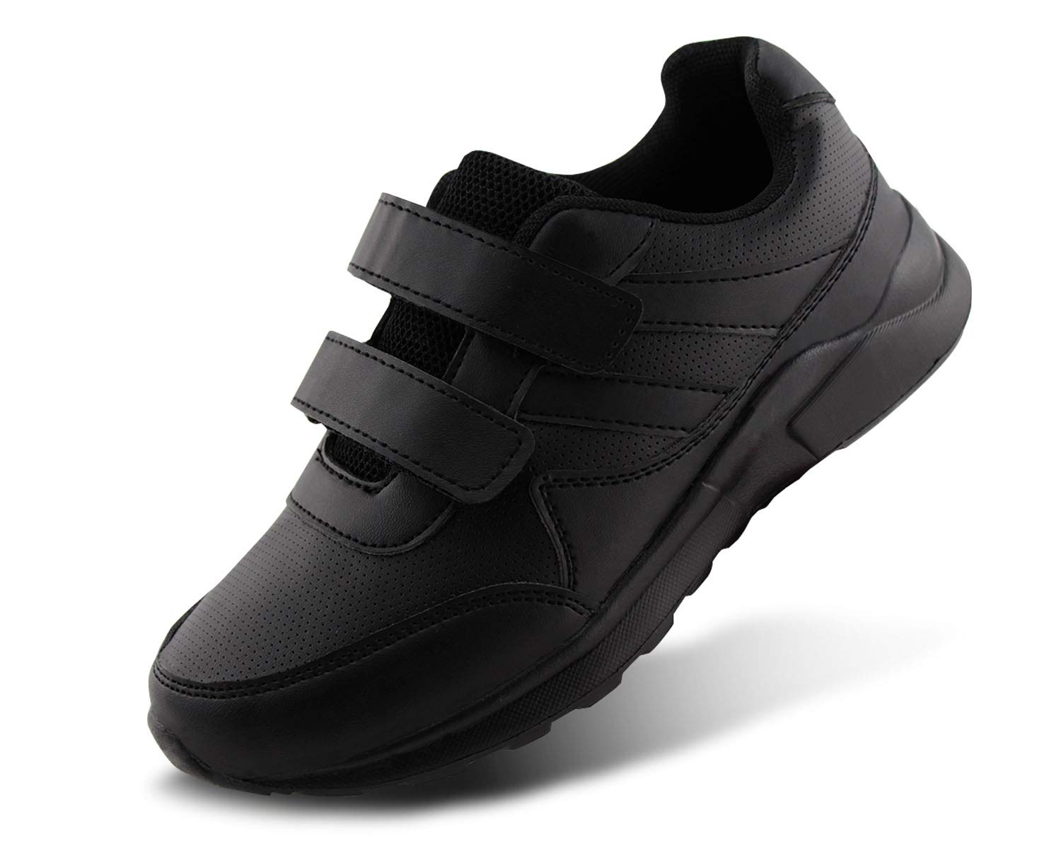 JABASIC Kids Hook and Loop School Uniform Sneakers - Black & White Comfort Shoes for Boys & Girls - Perfect for School, Play & Daily Wear