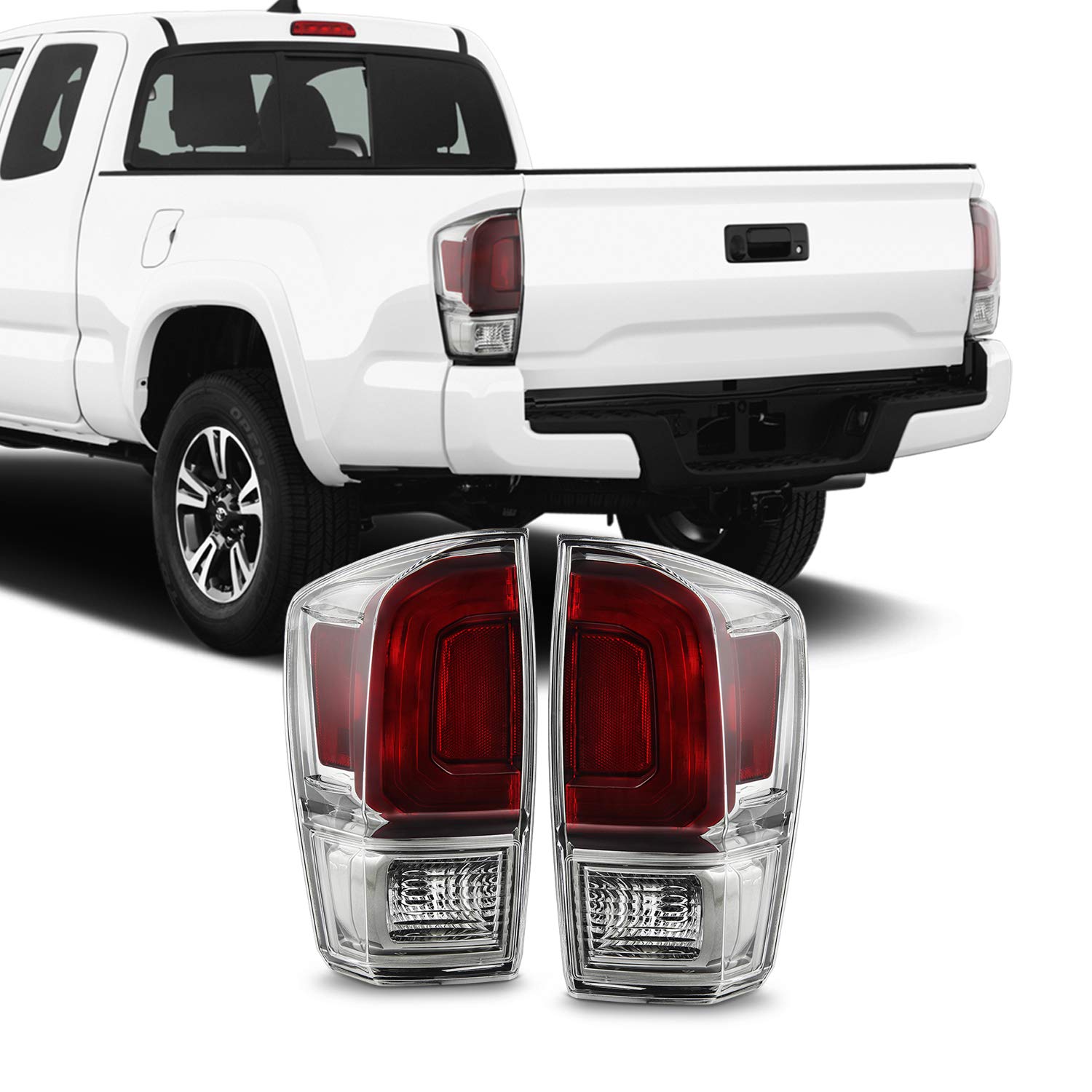 AKKON Smoked & Clear Lens Tail Lights Brake Lamp Pair for 2016-2020 Toyota Tacoma Limited (Driver & Passenger Side) - Enhance Style & Safety for Night Driving & Off-Road Adventures