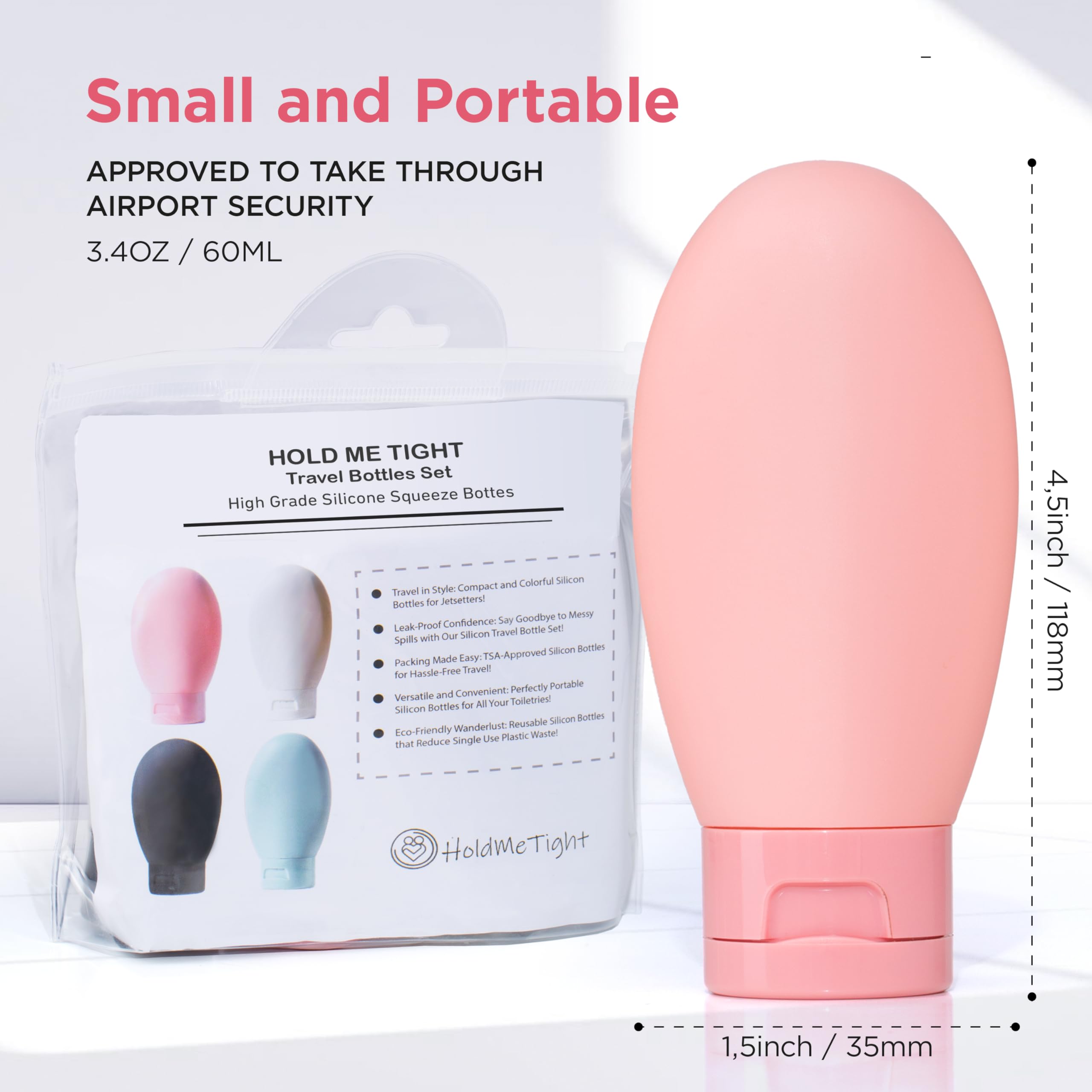 Premium 60ml Travel Bottles for Toiletries - 4 Pack Leak Proof & TSA Approved Refillable Squeeze Containers | Perfect for Air Travel, Gym, Camping & Daily Essentials