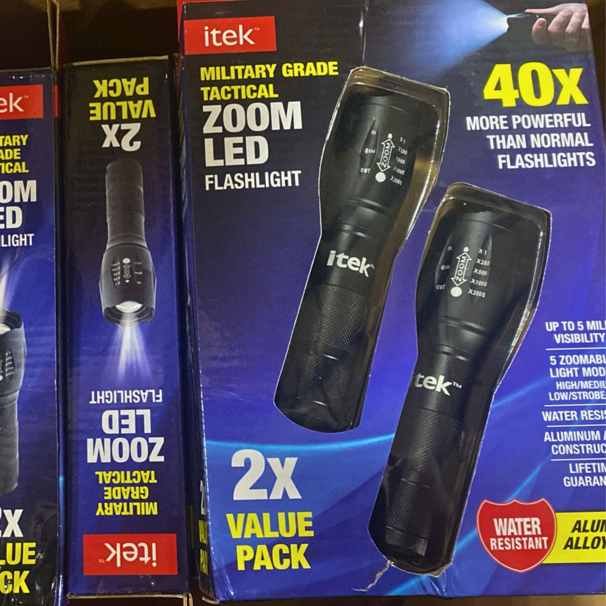 iTek Military Grade Tactical Zoom LED Flashlight - 9 Pack for Camping, Hiking, Hunting & Emergency Use