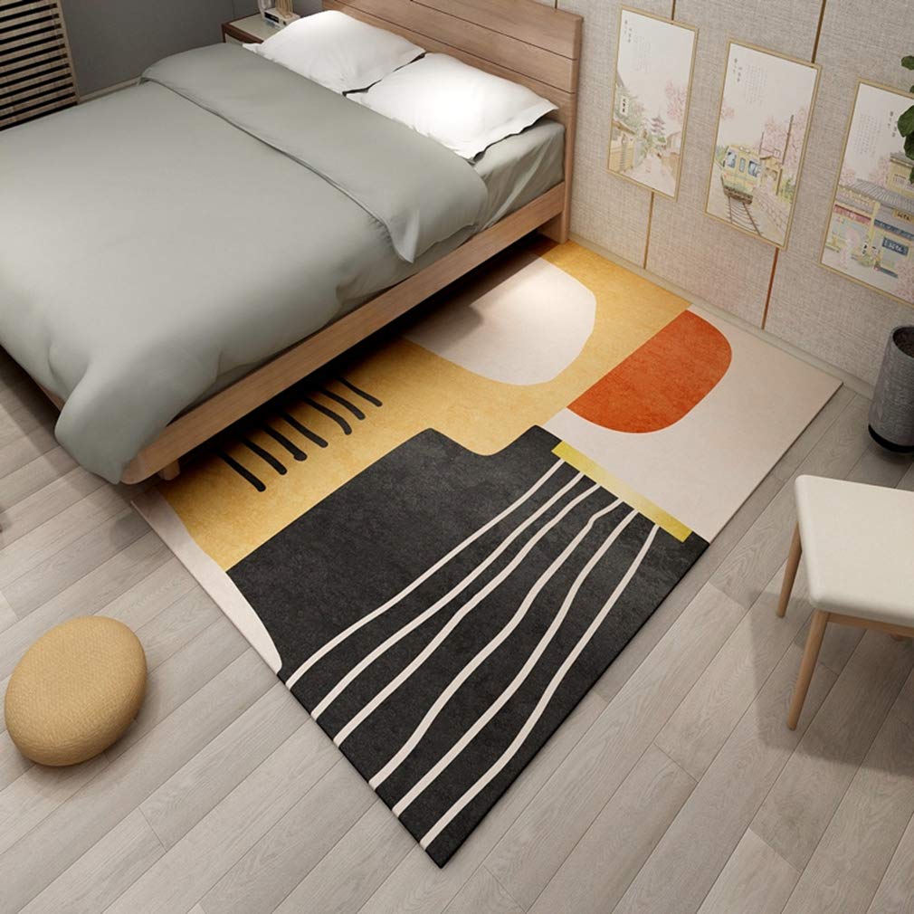 Soft Abstract Art Area Rug - 5.2'x7.5' Fleece Non-Slip Rectangular Carpet for Living Room, Bedroom, Nursery | Modern Nordic Home Decor Indoor/Outdoor Runner | Perfect for Kids Crawling & Cozy Spaces